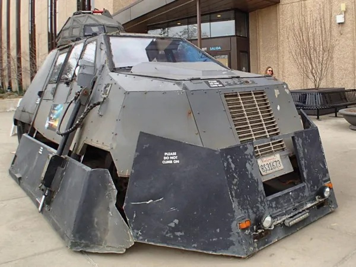 This is TIV, a heavily modified and armored pickup truck that storm chasers use to study tornadoes.