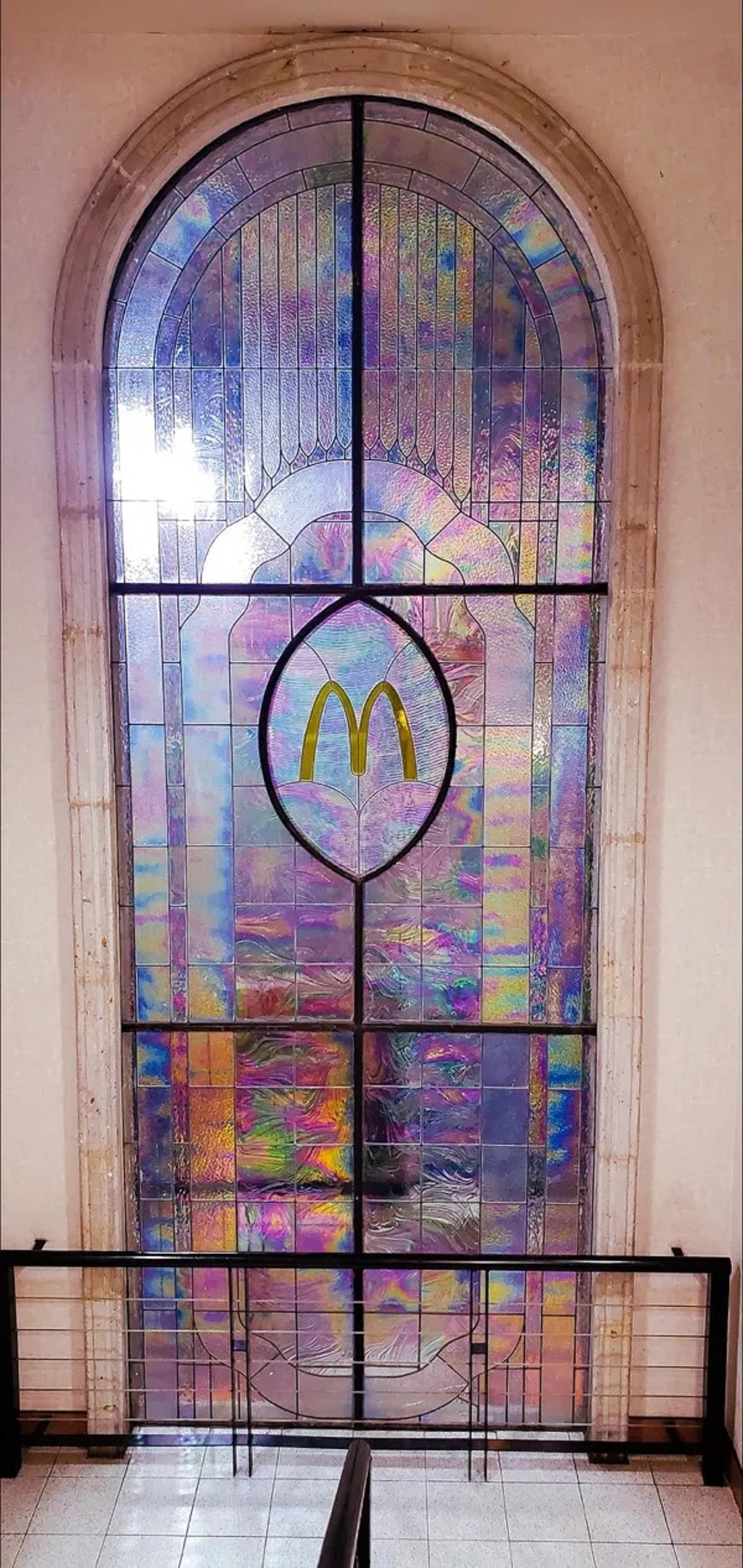 The McDonald’s near my house has a really cool stained glass McDonald’s logo.