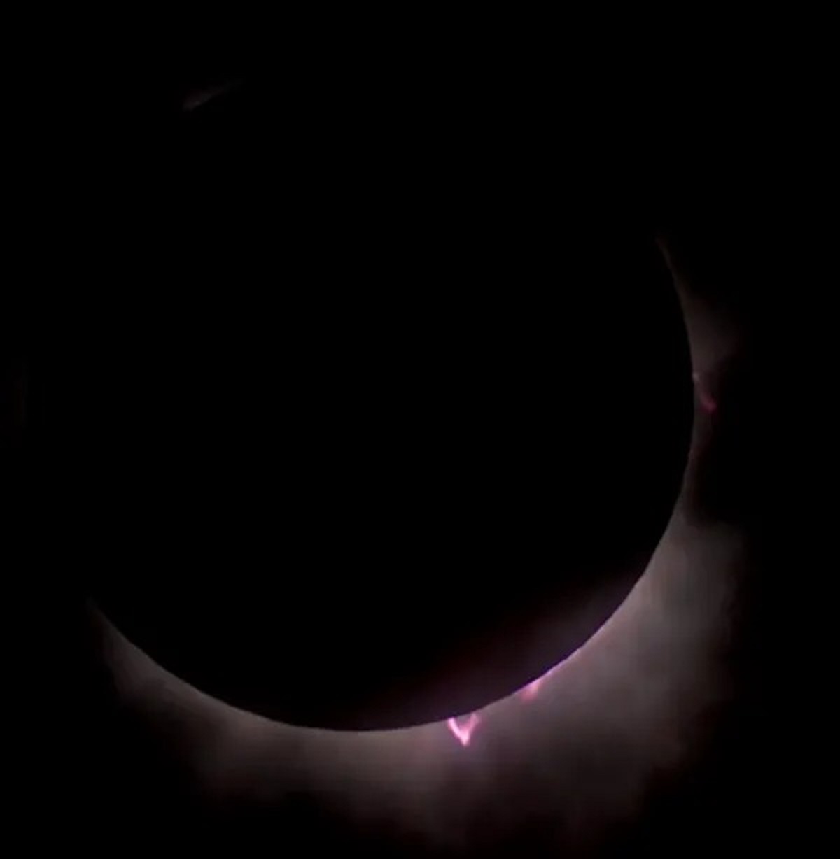 During totality a massive solar prominence became visible to the naked eye.