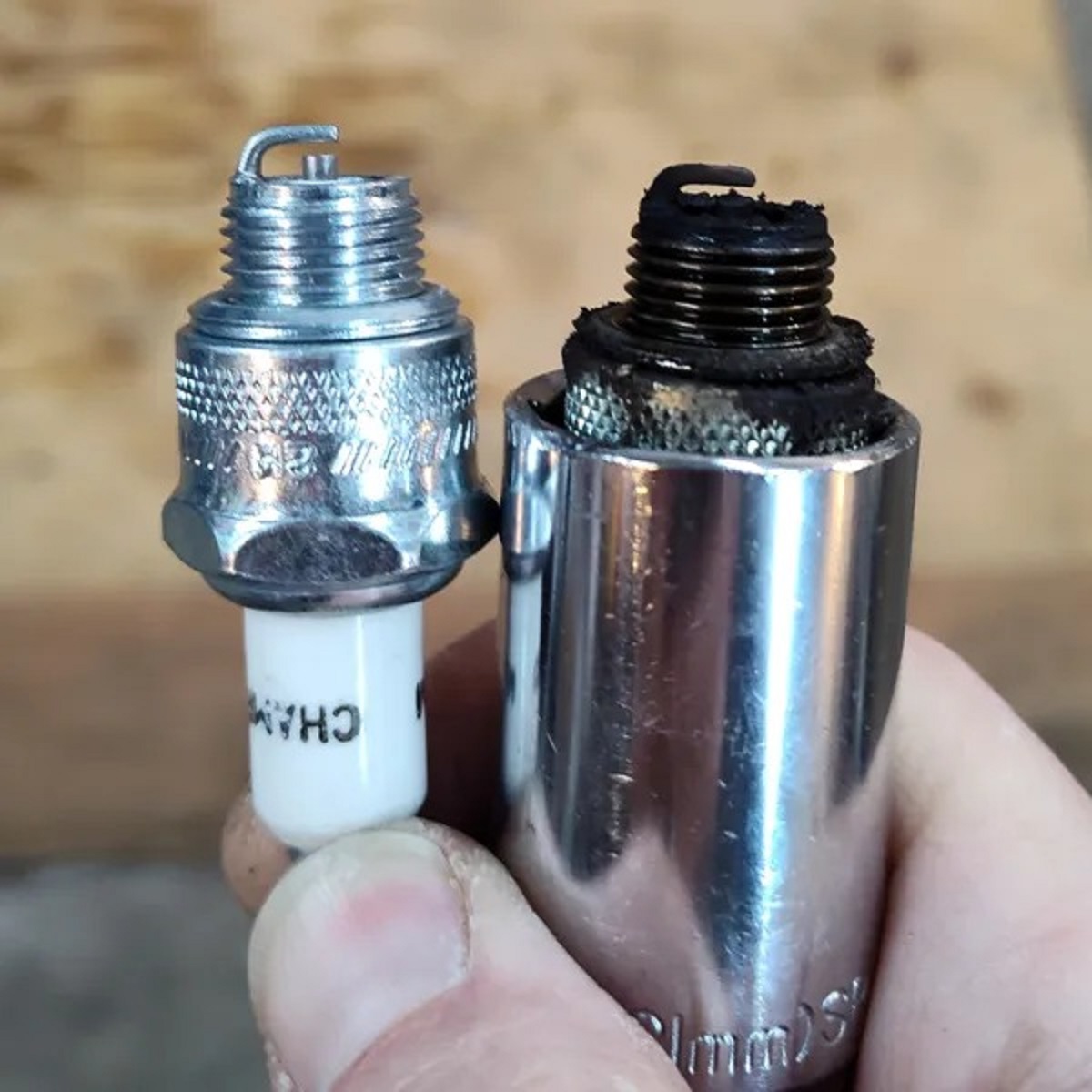 This 50-year old spark plug compared to it’s new replacement.