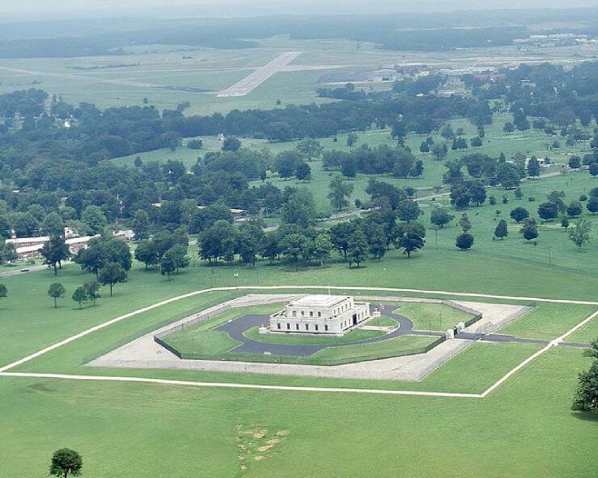 An aerial photo of Fort Knox. Home of the American gold reserves.
