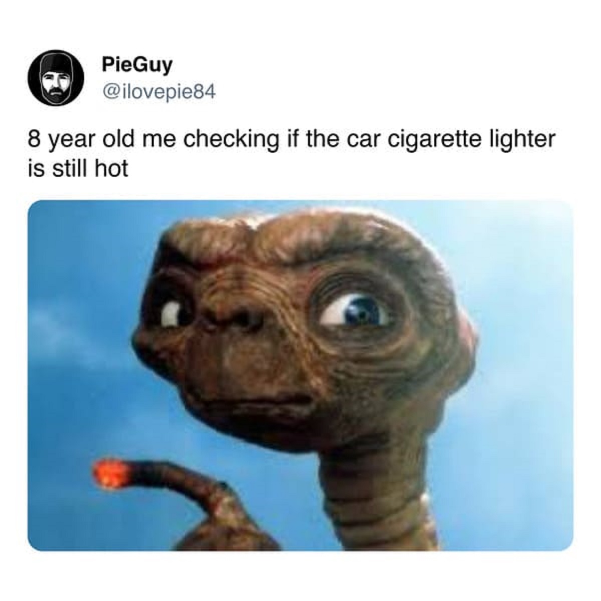 teacher goals memes - PieGuy 8 year old me checking if the car cigarette lighter is still hot
