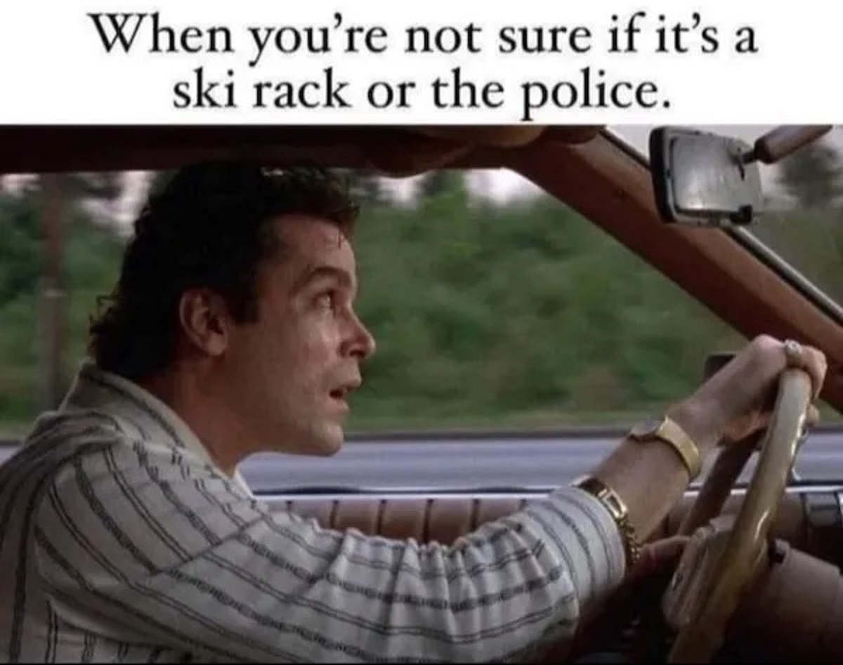 henry hill goodfellas end - When you're not sure if it's a ski rack or the police.