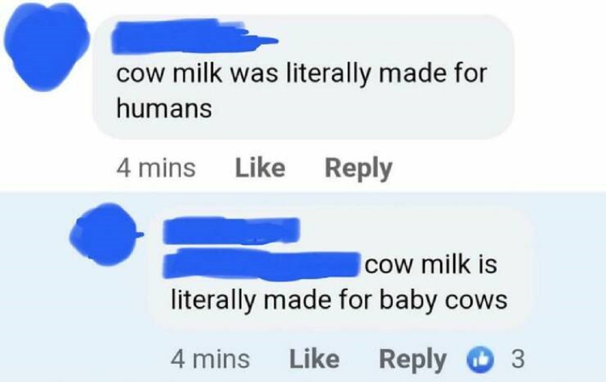 diagram - cow milk was literally made for humans 4 mins cow milk is literally made for baby cows 4 mins 3