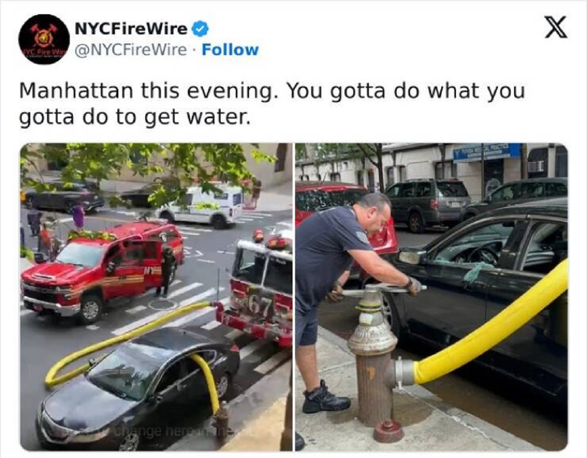 vintage car - NYCFireWire ...W Manhattan this evening. You gotta do what you gotta do to get water. Change here in Theat Practic X