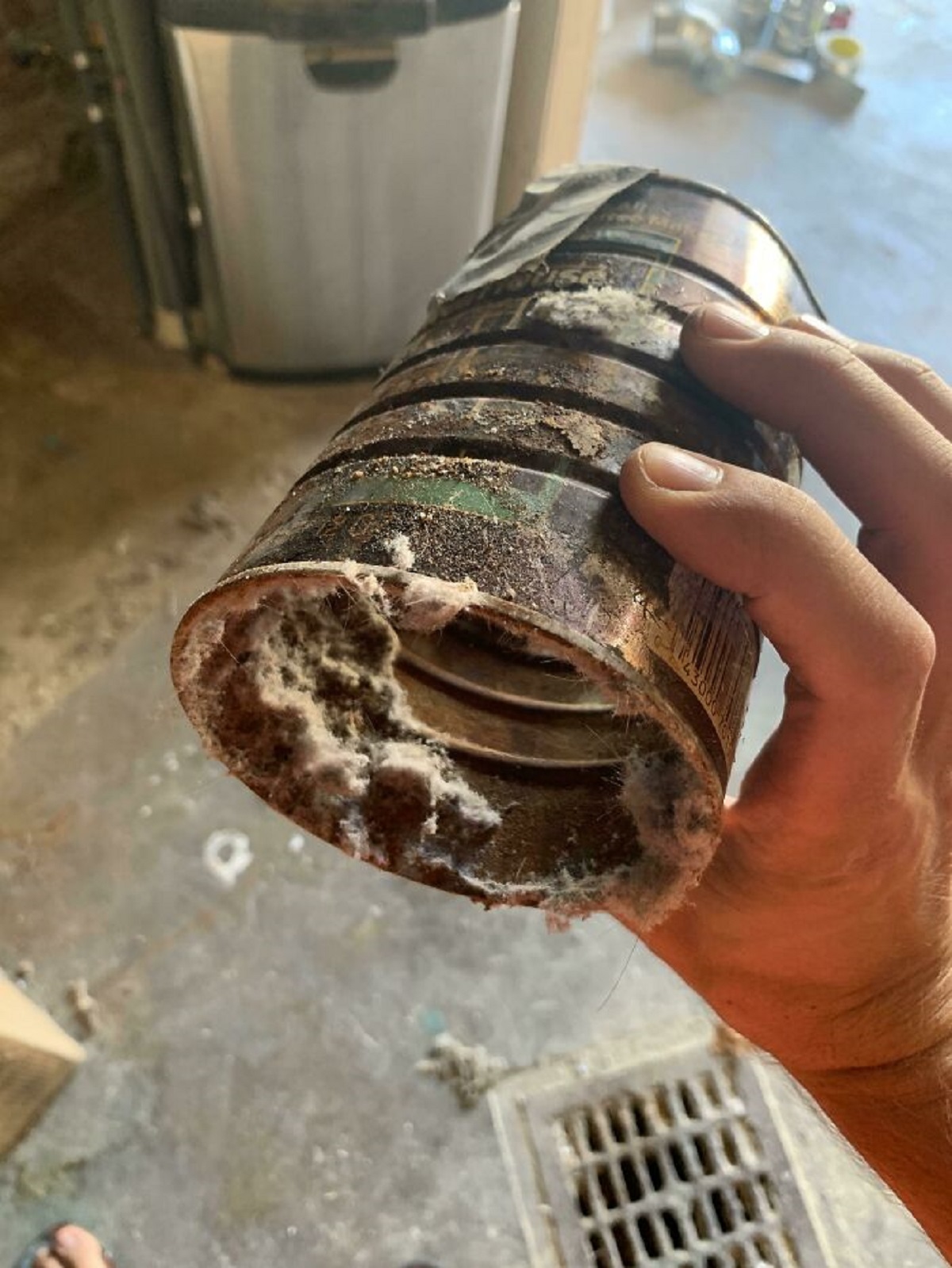 The Previous Owners Of My House Used A Coffee Can As A Piece Of Dryer Ductwork