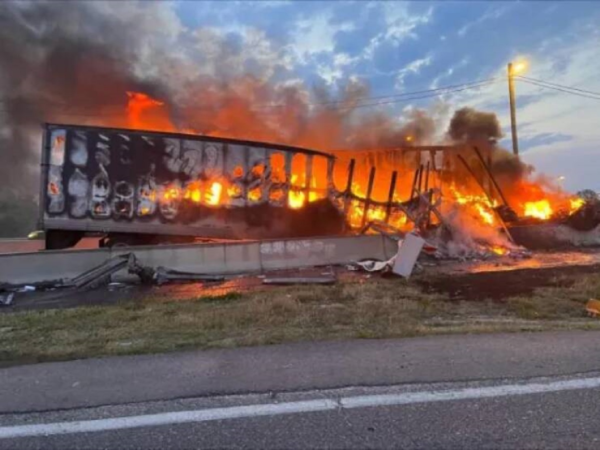 “I was expecting a package tomorrow- USPS semi a total loss on the interstate near me.”