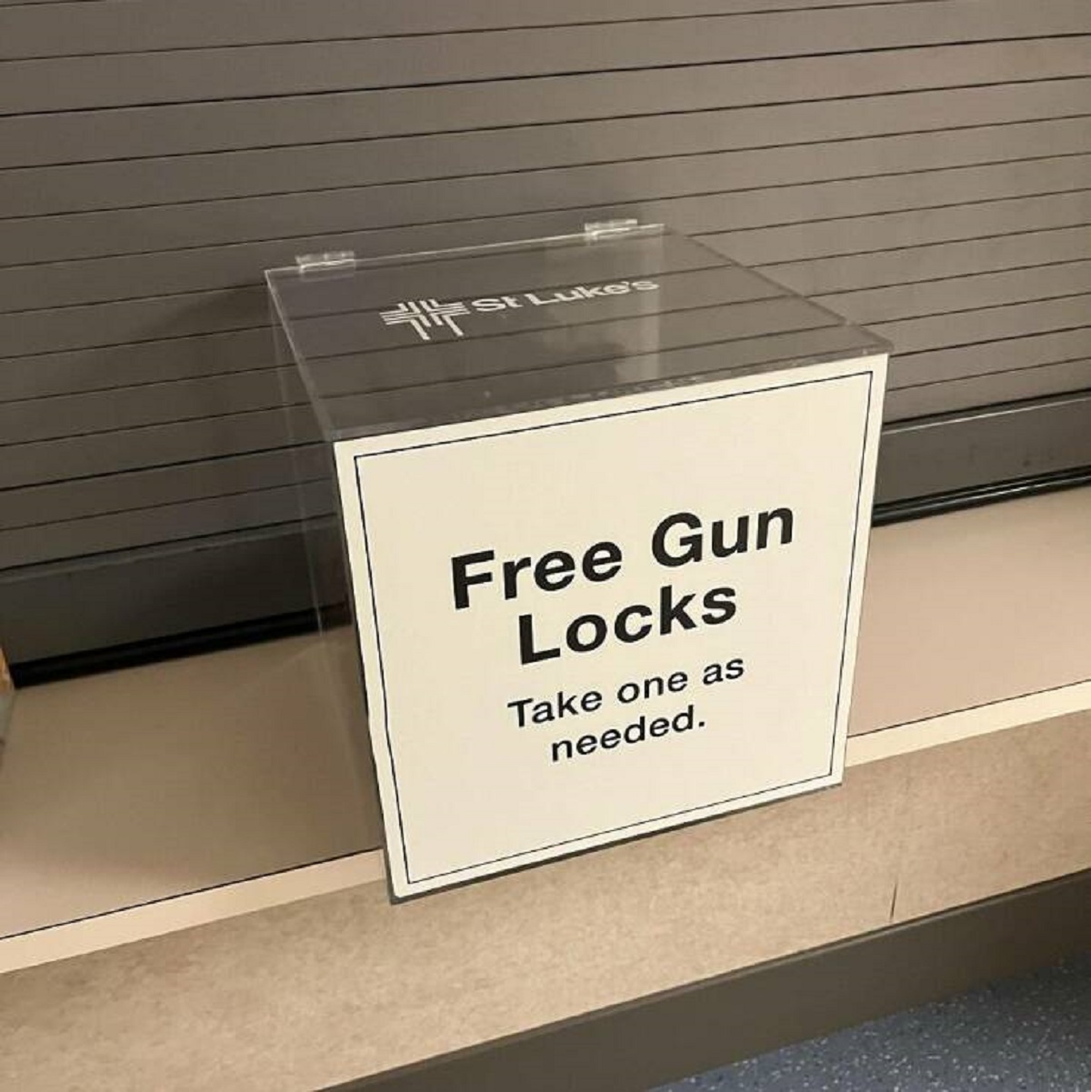 signage - St Luke's Free Gun Locks Take one as needed.