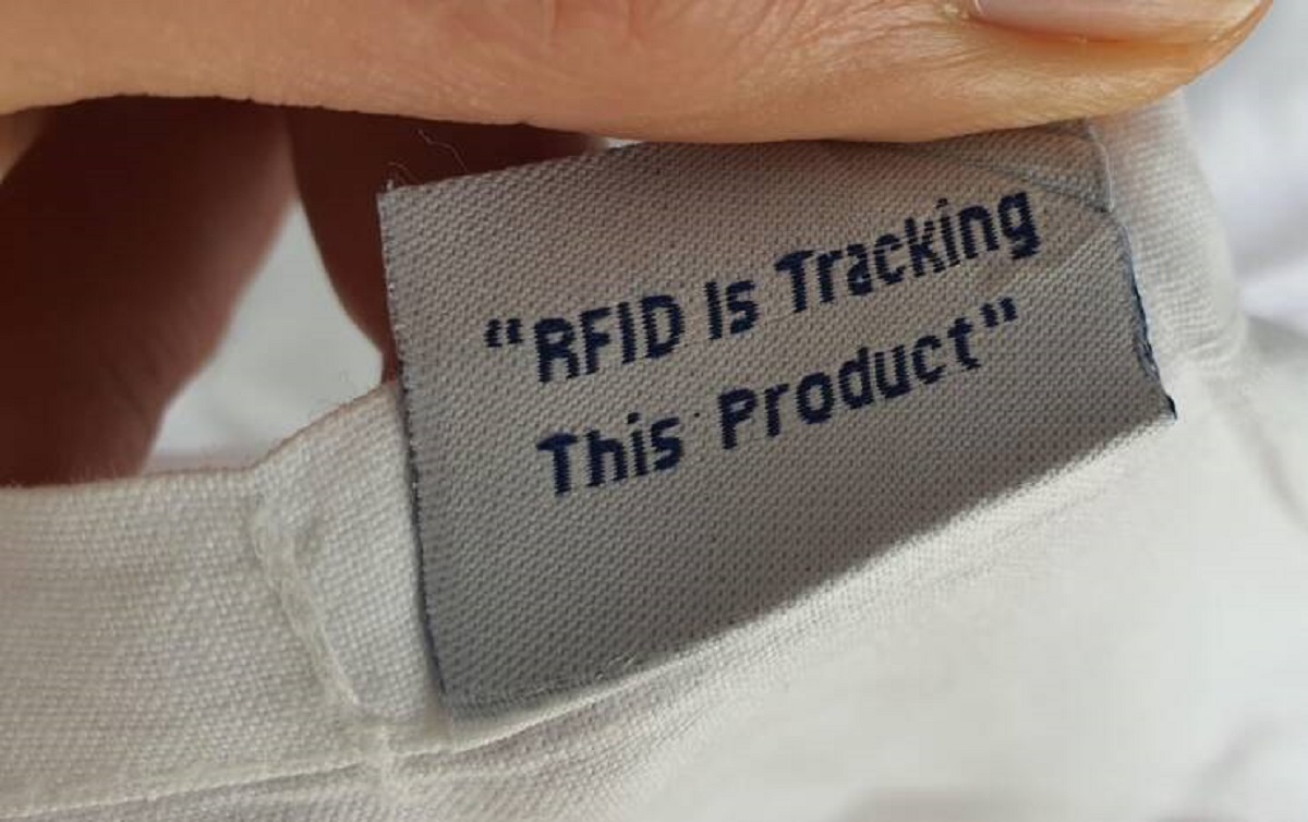 woven fabric - "Rfid Is Tracking This Product"