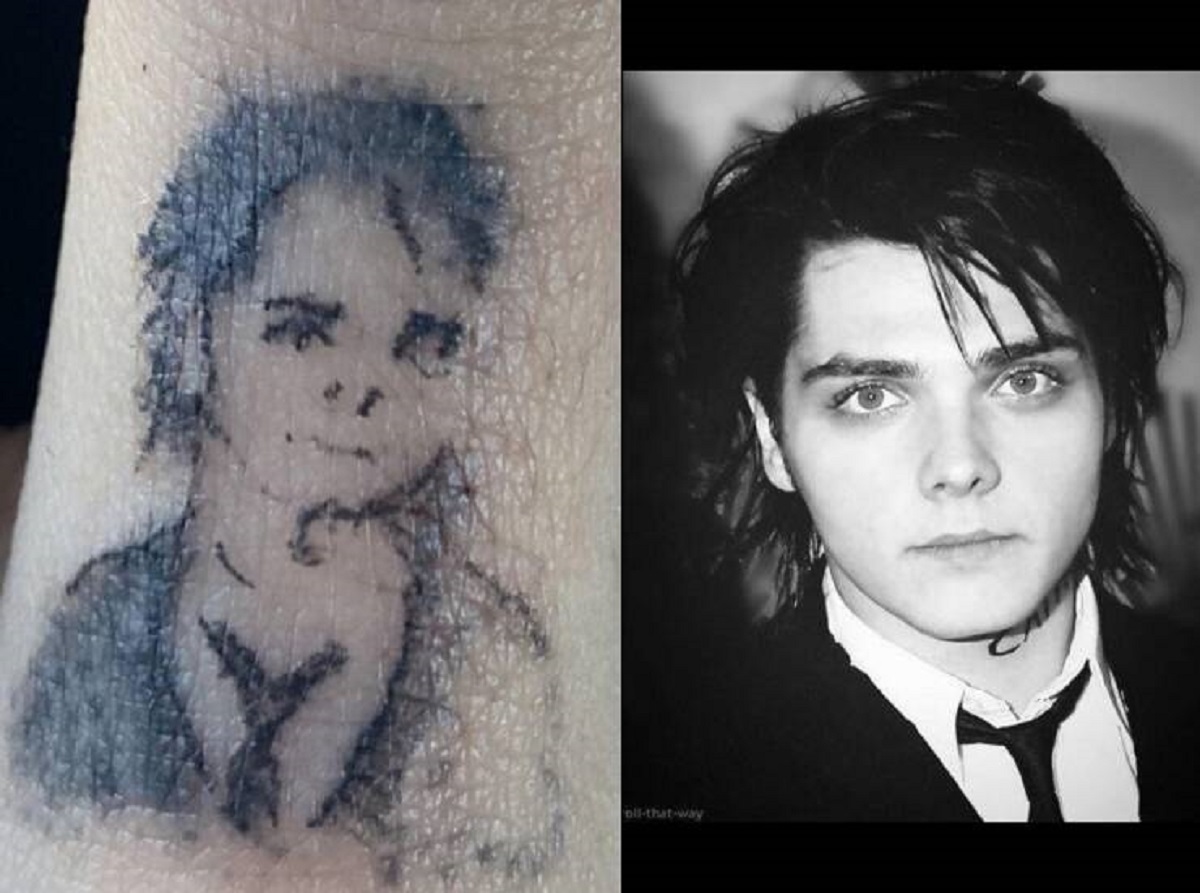 "Mom can we have Gerard Way tattoo? No, we have Gerard Way tattoo at home:"