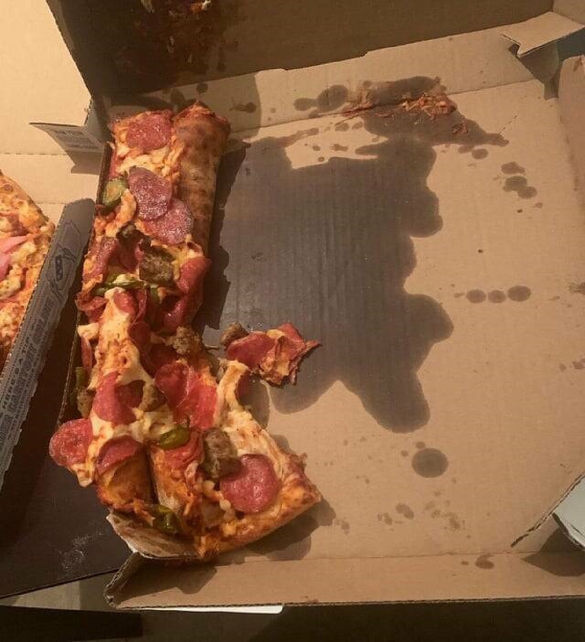 "This is what my pizza looked like after I was rear ended"
