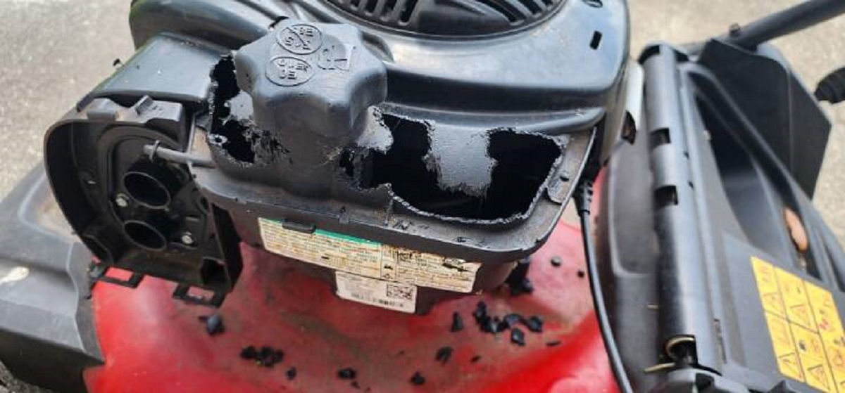"Left my lawnmower outside overnight and something chewed through the gas tank and... Drank the gas?"