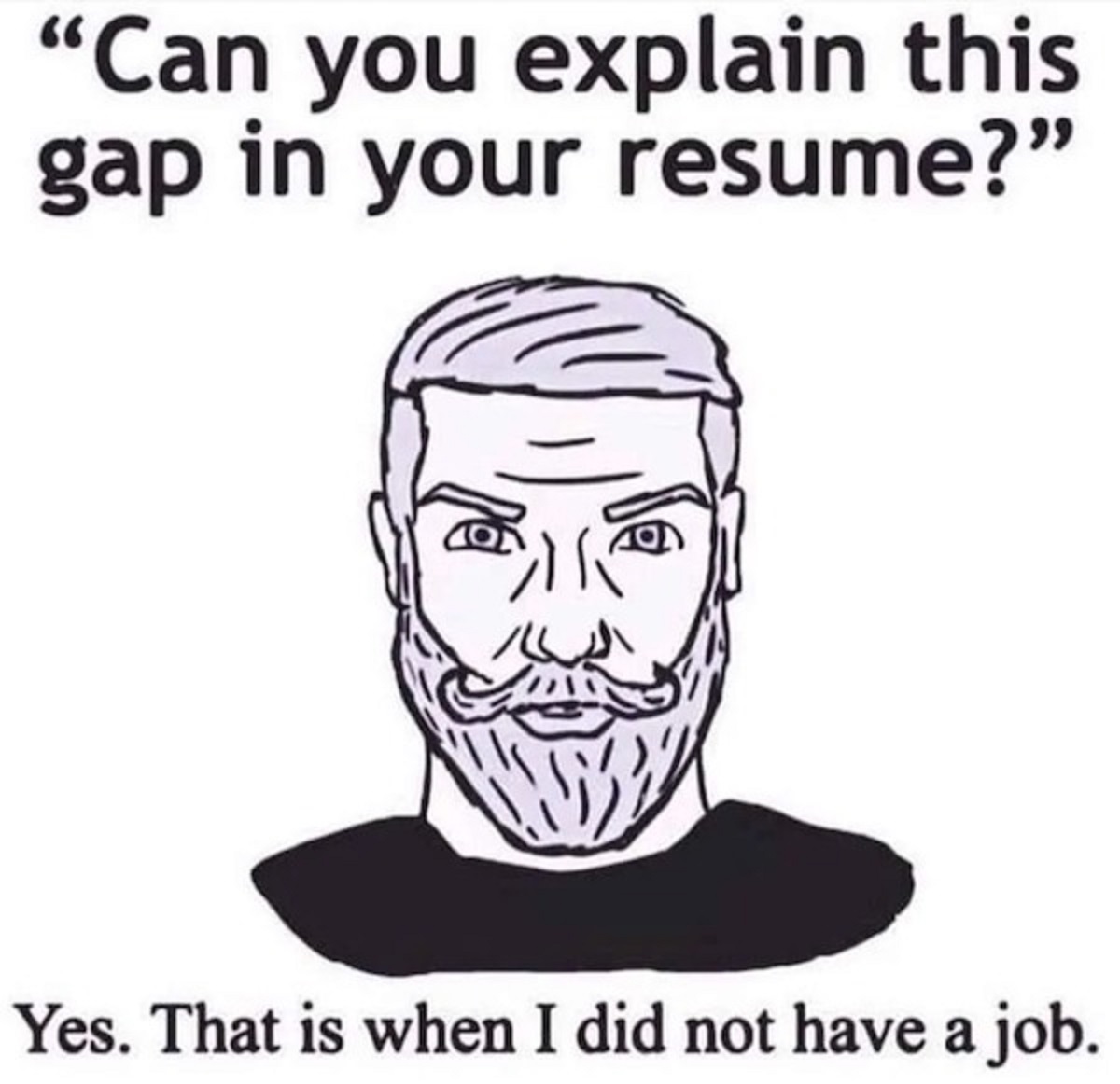 resumes meme funny - "Can you explain this gap in your resume?" Yes. That is when I did not have a job.