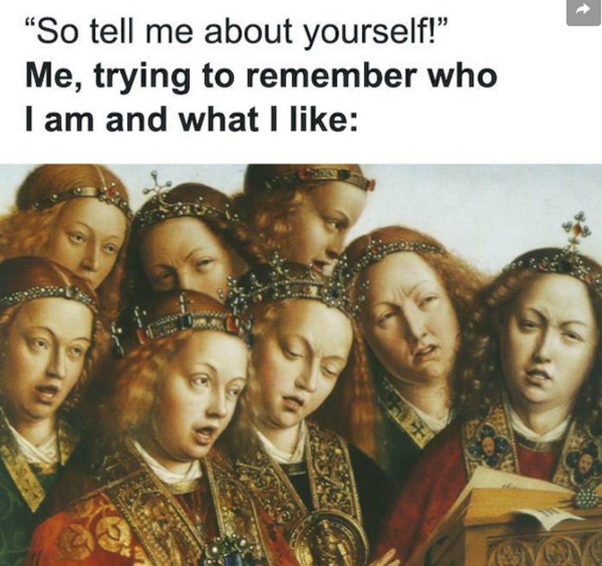 ghent altarpiece choir - "So tell me about yourself!" Me, trying to remember who I am and what I H