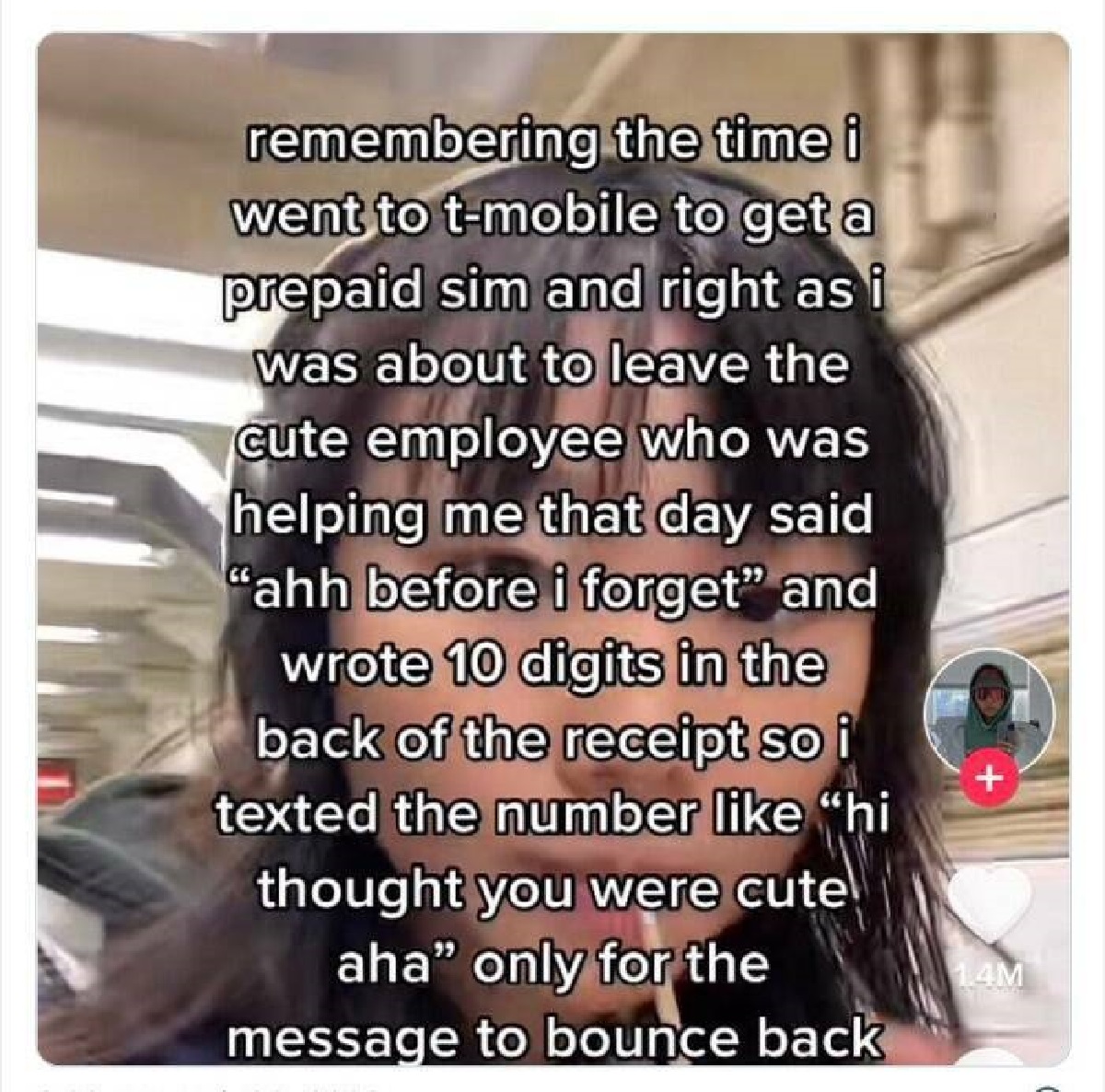 photo caption - remembering the time i went to tmobile to get a prepaid sim and right as i was about to leave the cute employee who was helping me that day said "ahh before i forget" and wrote 10 digits in the back of the receipt so i texted the number "h