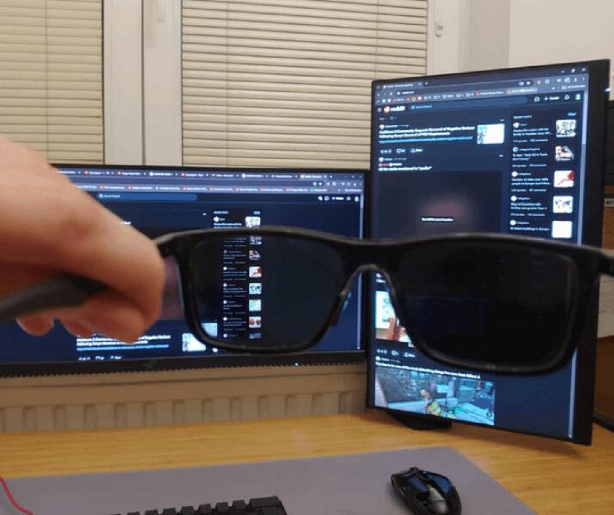 "My glasses are blocking light from the vertical monitor"
