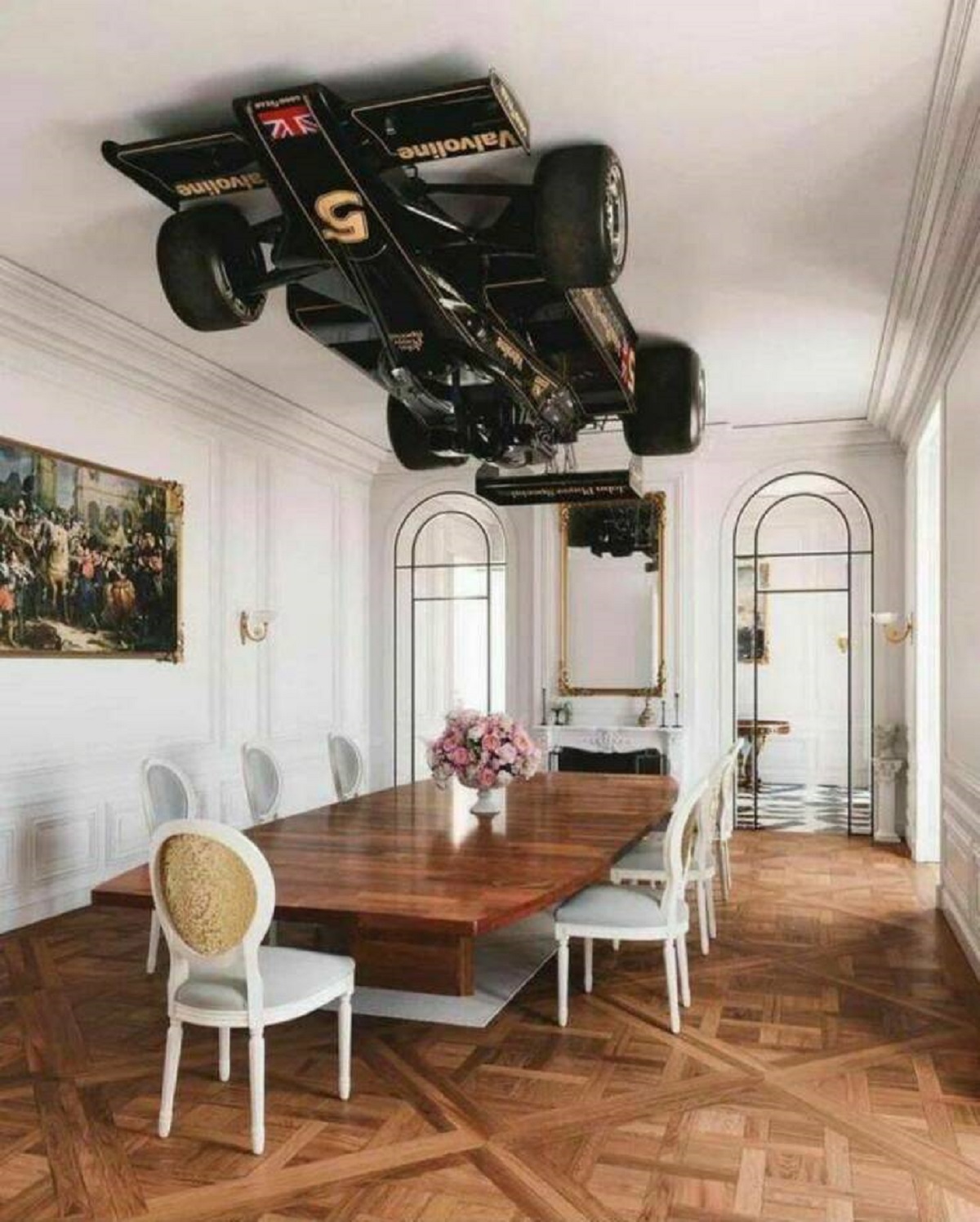 f1 car on ceiling
