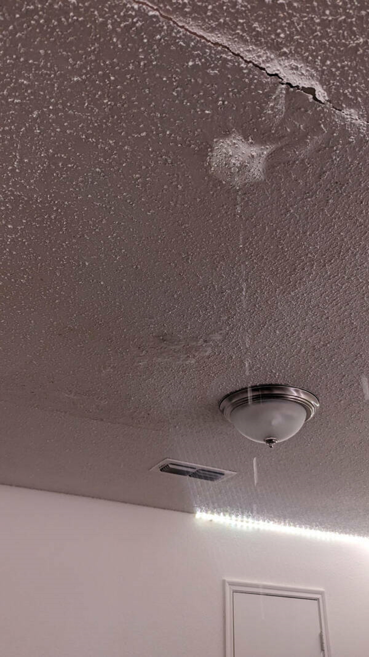 “My roof was struck by lightning tonight and now water is leaking into my attic. Sheetrock beginning to sag in my kids room. Been up since 0330 getting everything moved out of that room before the ceiling gives way. Rain is forecasted all morning.”