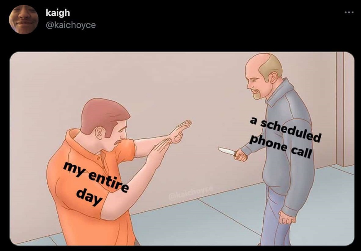 scheduled call meme - kaigh my entire day a scheduled phone call