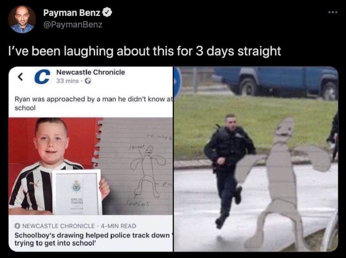 police sketch meme - Payman Benz I've been laughing about this for 3 days straight