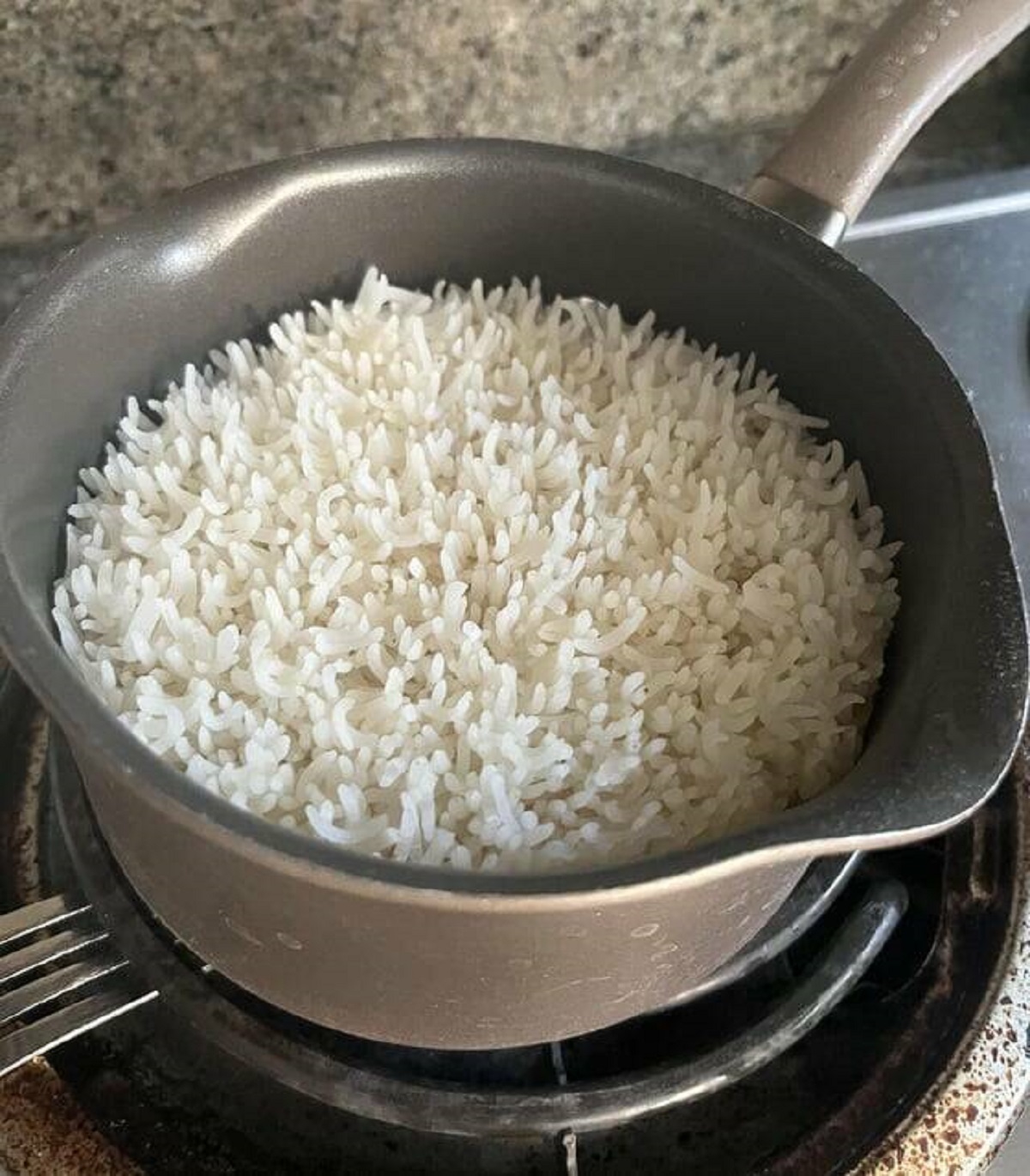 "My rice pointing upwards after cooking"