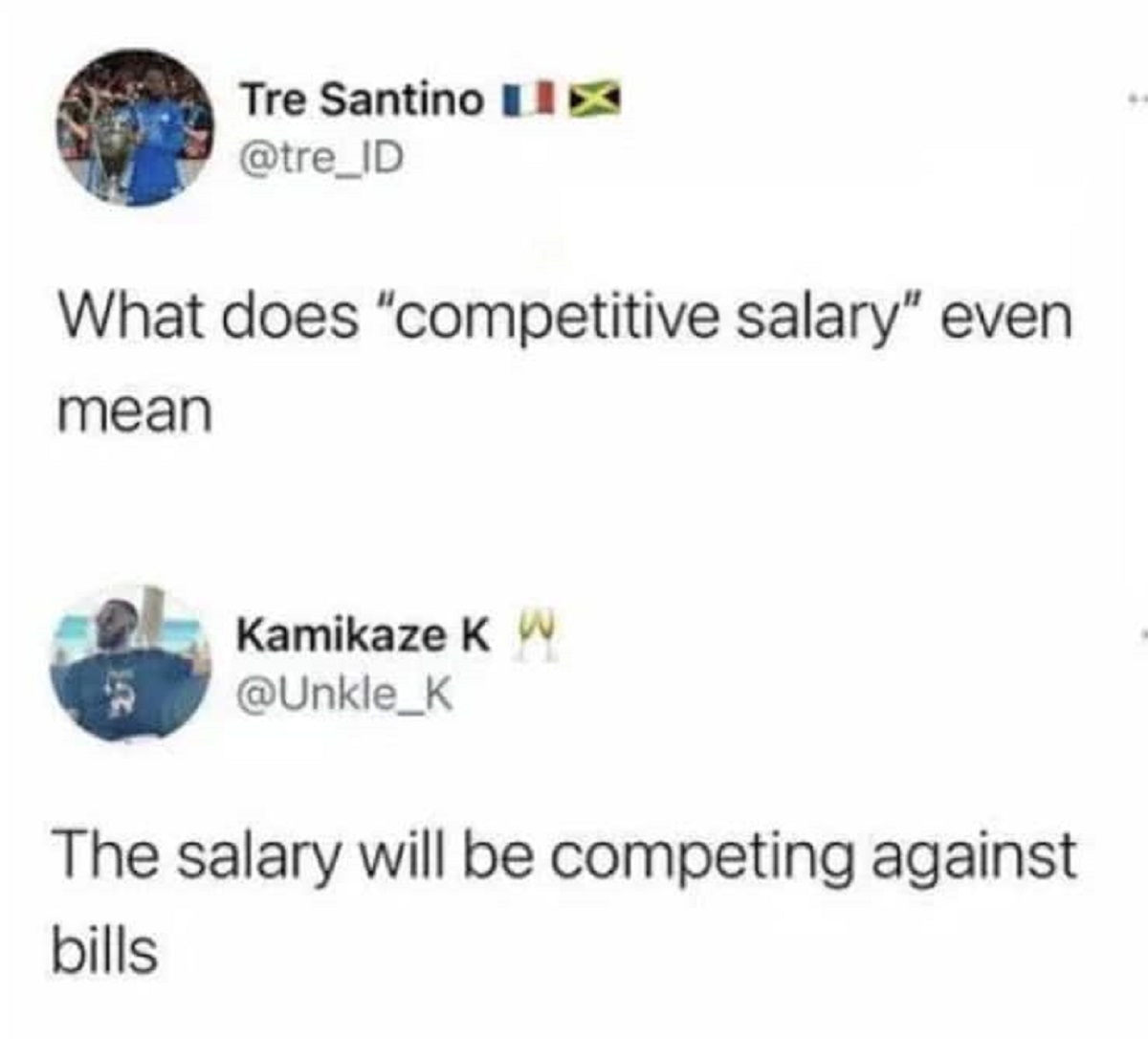 screenshot - Tre Santino X What does "competitive salary" even mean Kamikaze Kw The salary will be competing against bills