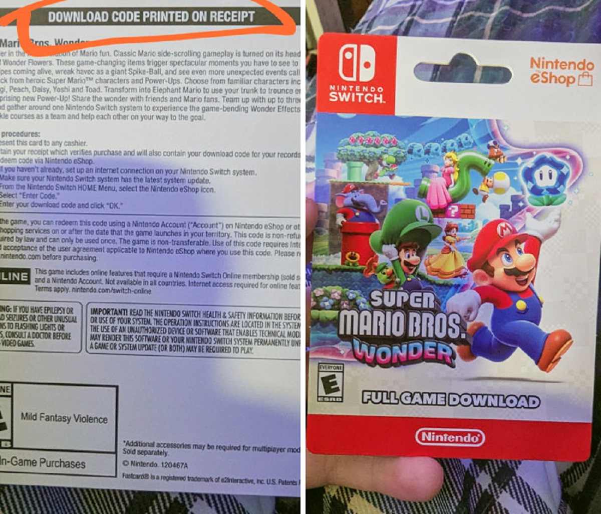 My Friend Bought Me A Switch Game For My Birthday. The Download Code, Instead Of Being On The Card Itself, Is On The Receipt. He No Longer Has The Receipt