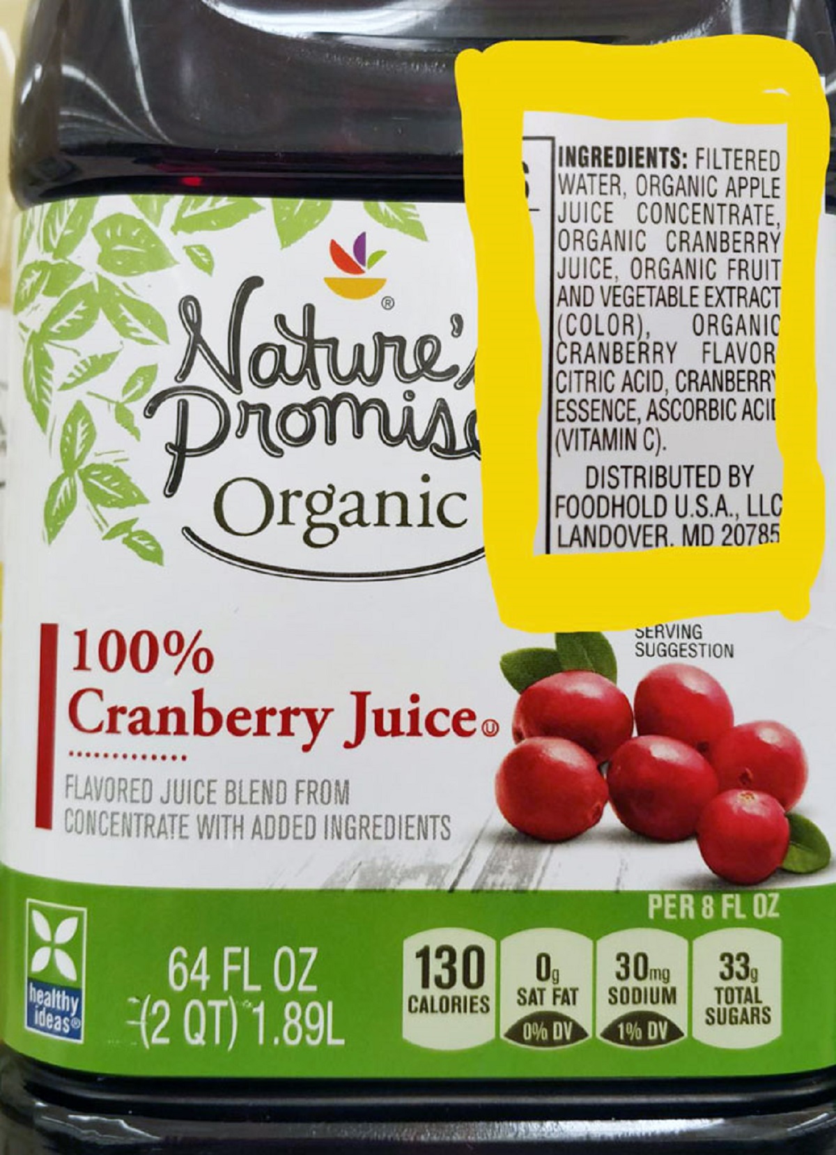 The Ingredients In This 100% Cranberry Juice