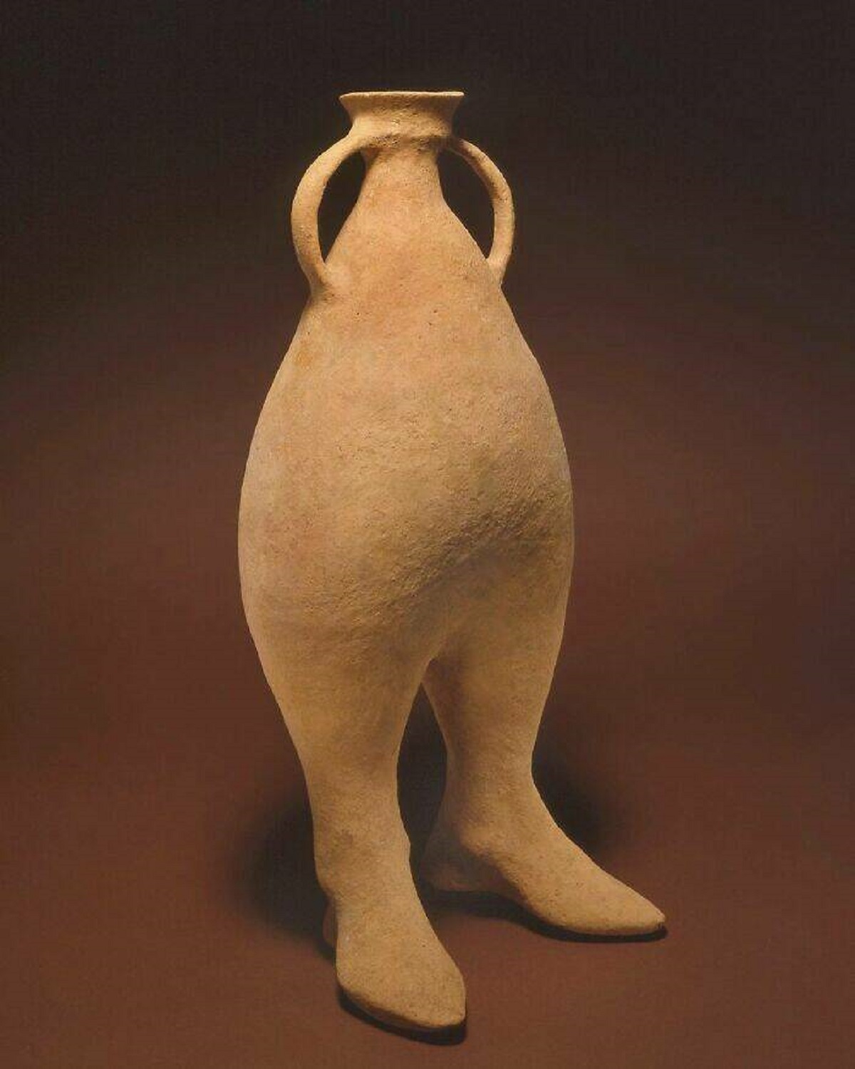 "Ancient Near Eastern Clay Vessel With Two Feet (1000–800 Bc), From Northern Iran"