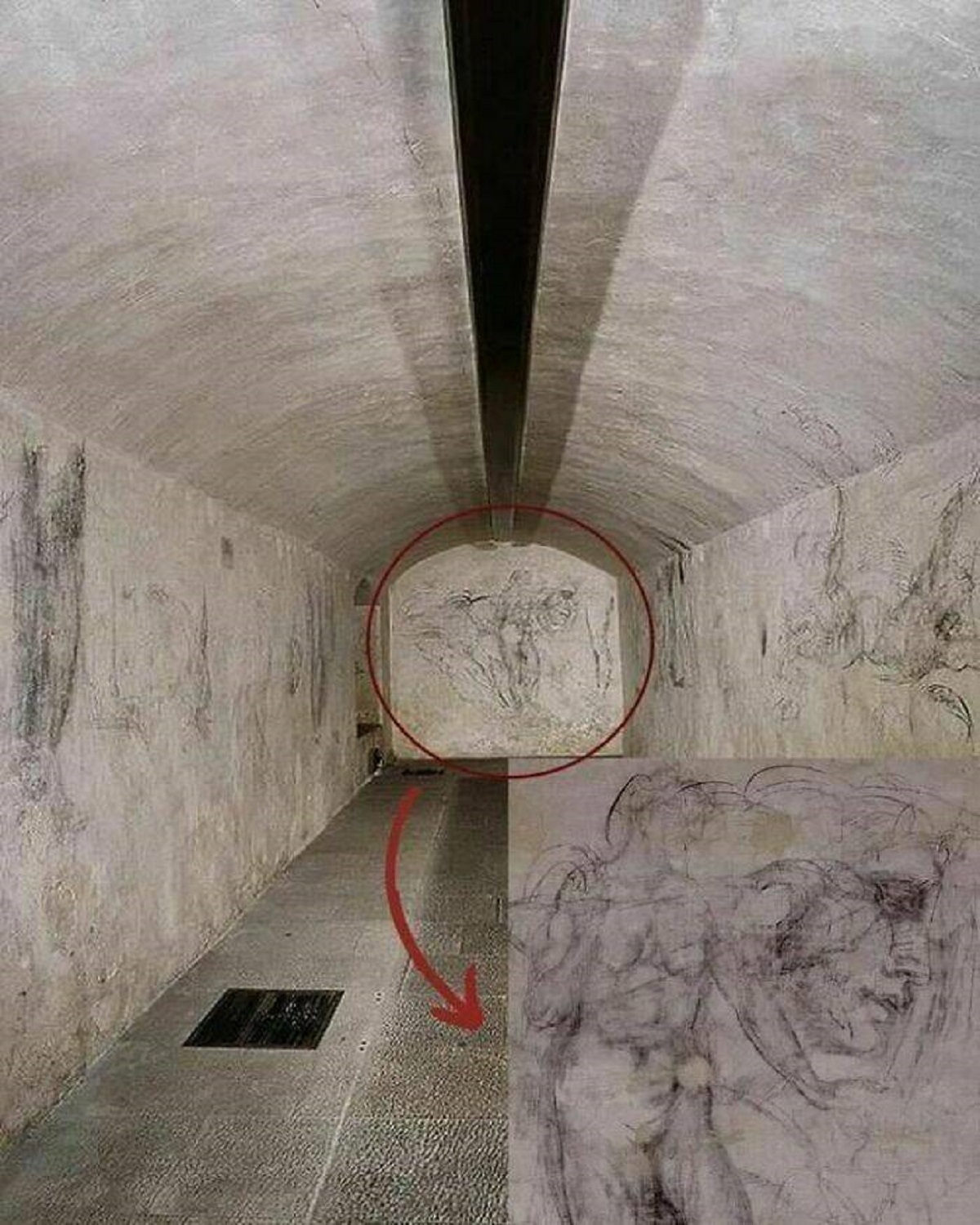"Michelangelo's Secret Drawing Room Was Found Under A Church In Florence, Italy, In 1975 And Is Now Open To The Public"