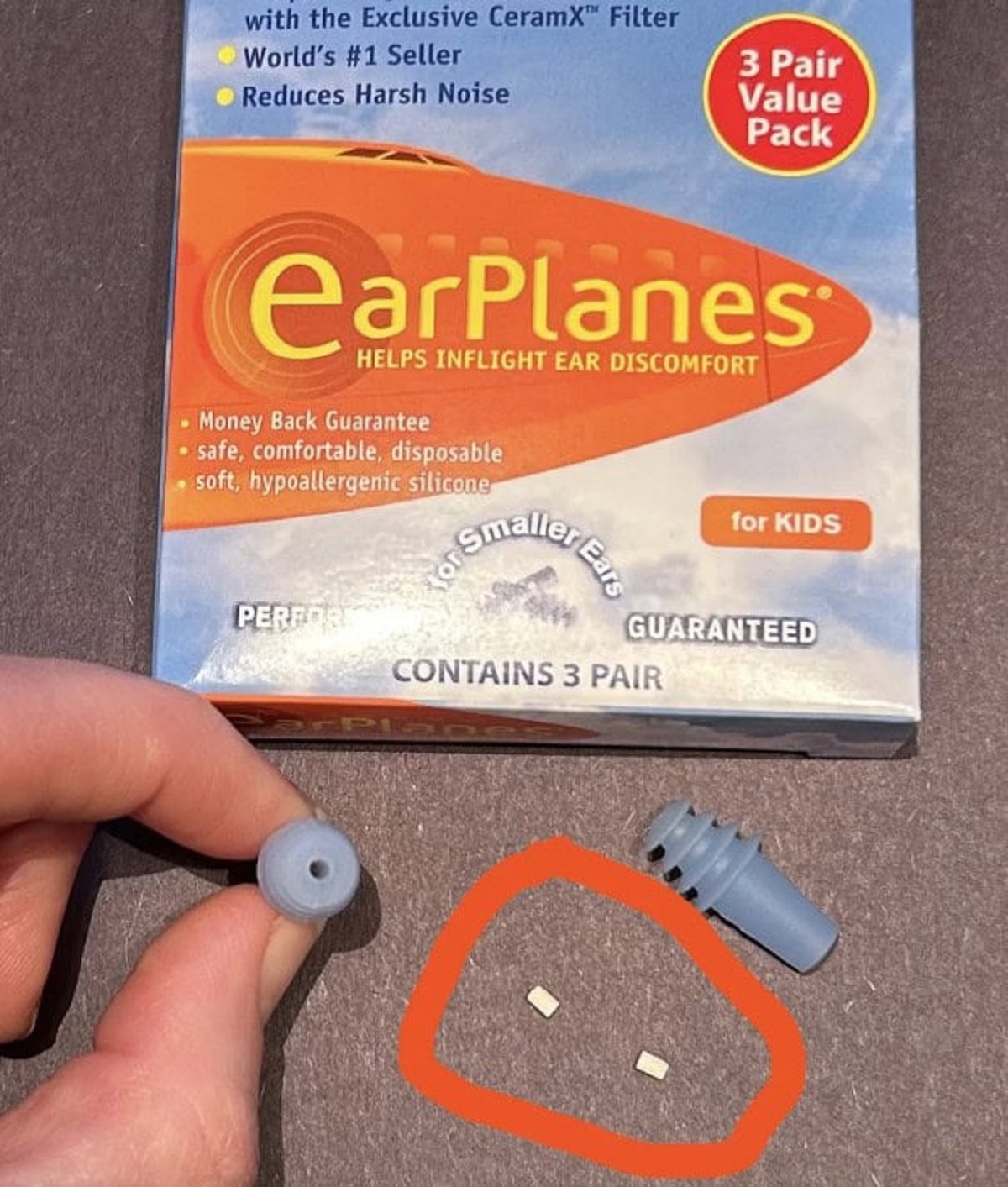 These earplugs have a tiny ceramic filter in them that fell out and got lodged in my 10 year old’s ear canal.