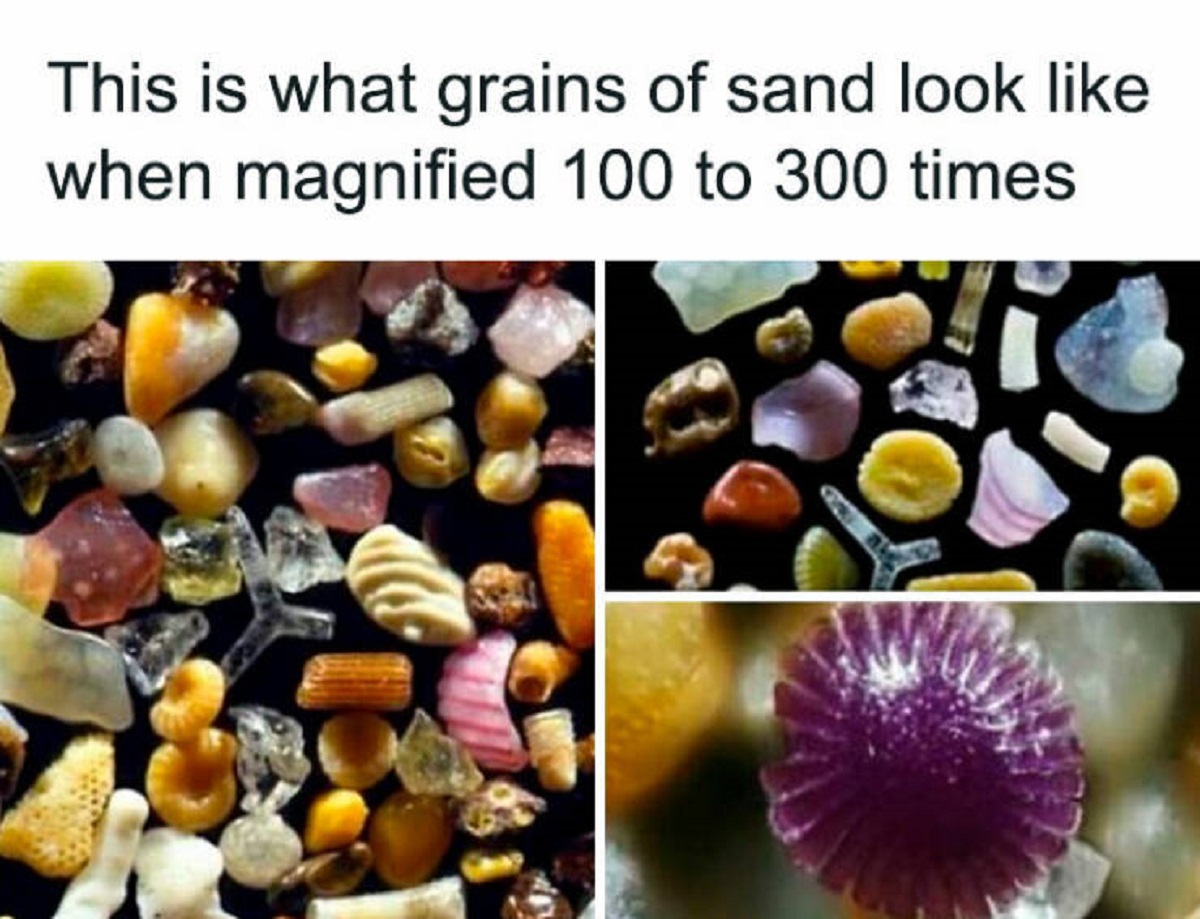 sand under a microscope - This is what grains of sand look when magnified 100 to 300 times