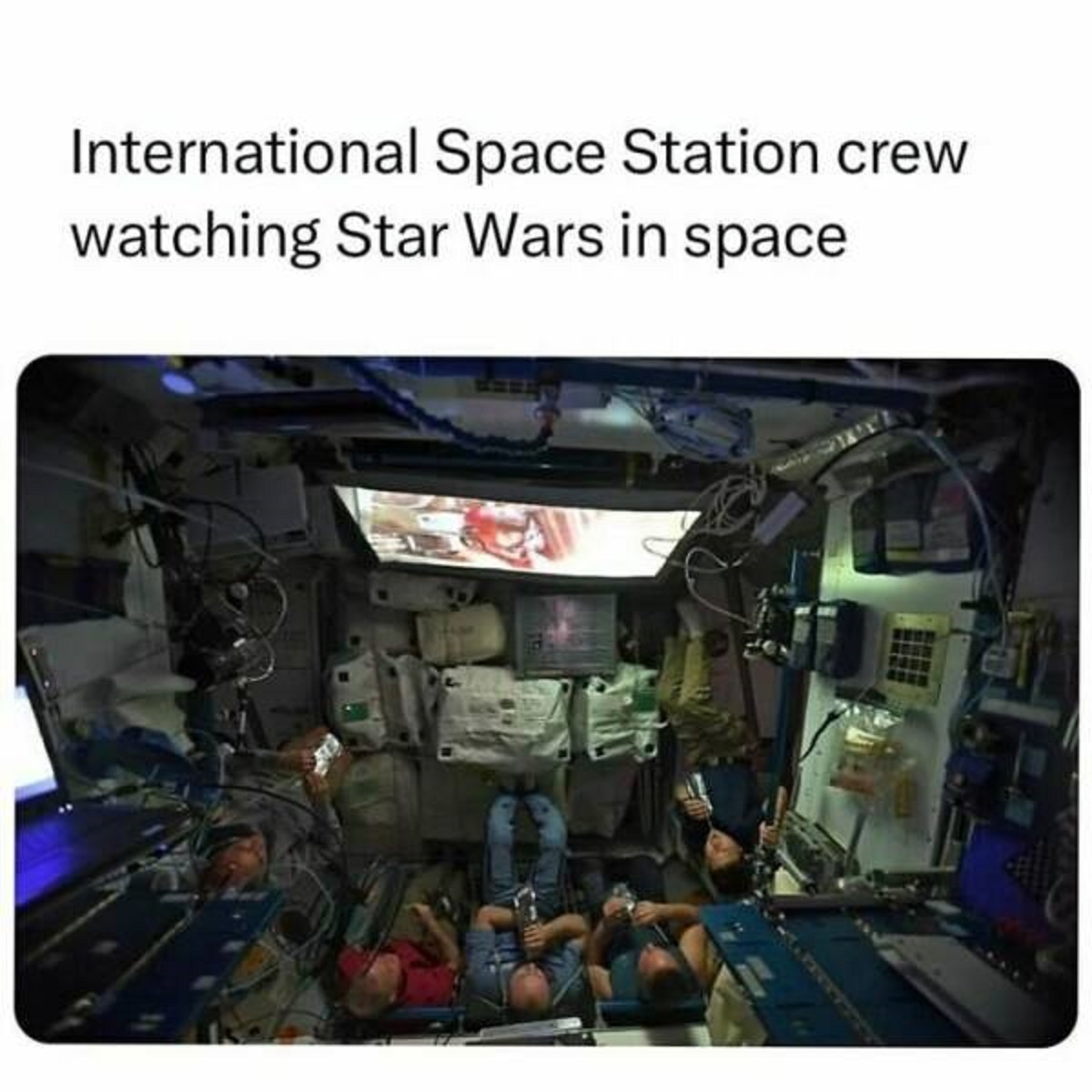 astronauts watching movies in space - International Space Station crew watching Star Wars in space