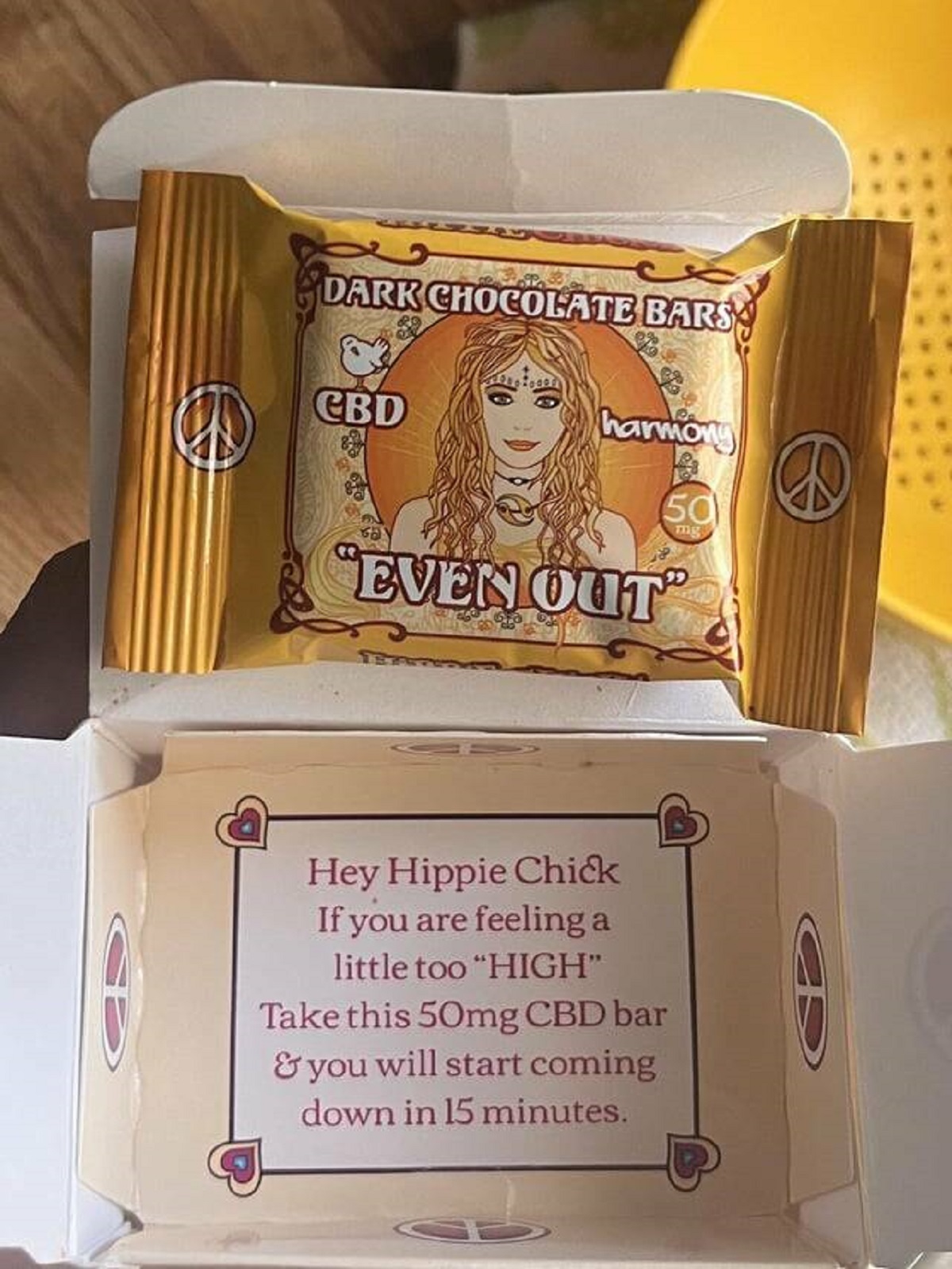 "My edibles came with a CBD bar in case you get too high"
