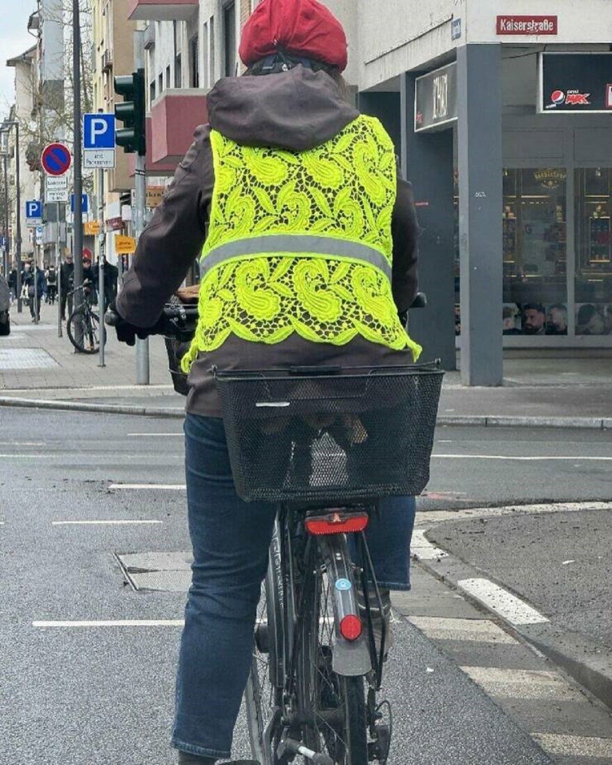 "This Person Is Wearing A Crochet Laced Safety Vest"