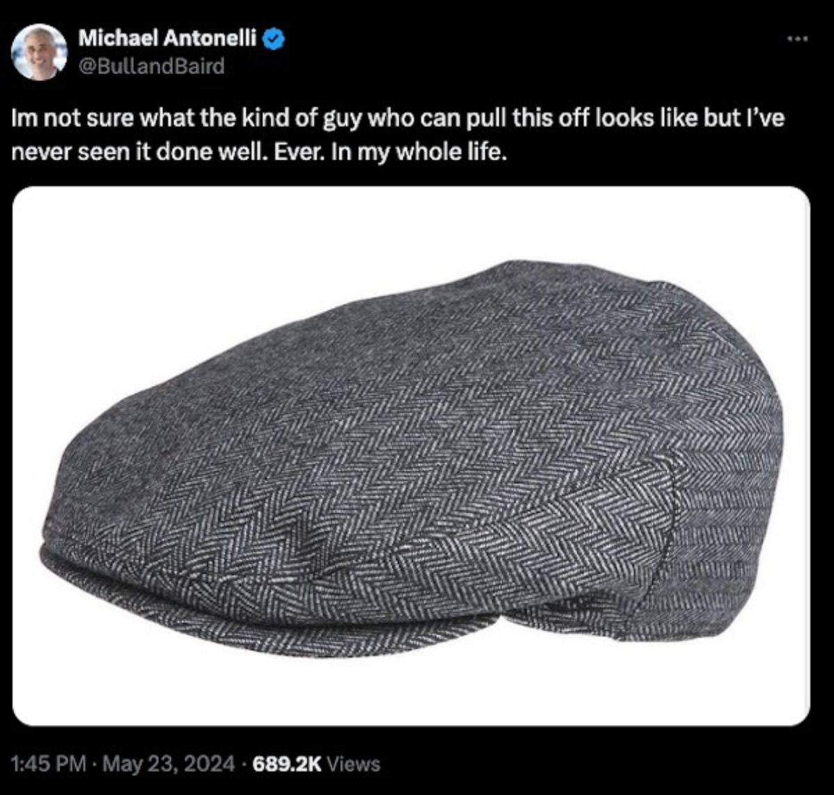 knit cap - Michael Antonelli Im not sure what the kind of guy who can pull this off looks but I've never seen it done well. Ever. In my whole life. Views