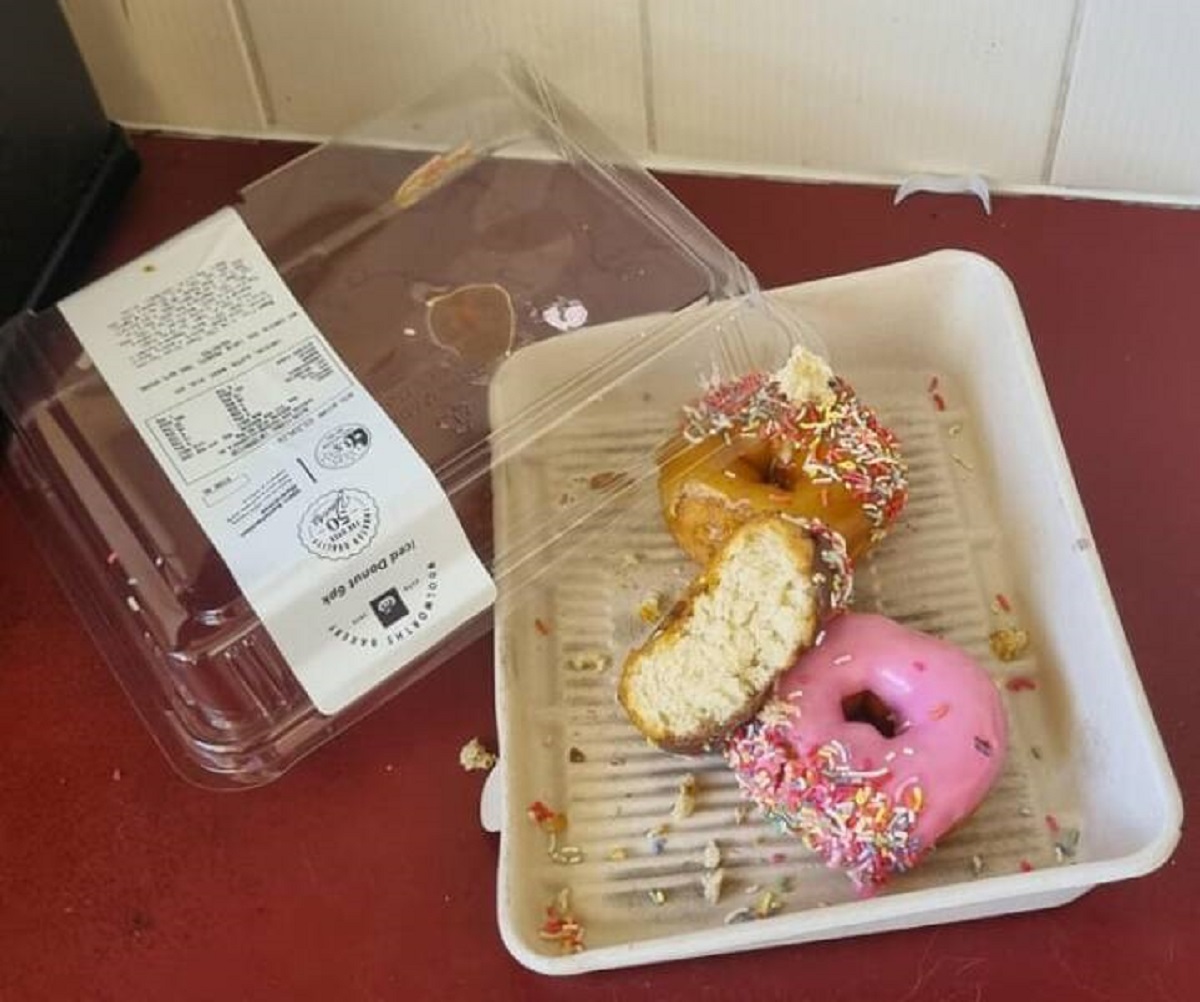 "Left donuts on the counter while I cleaned the house, as a little treat for when I finished. Someone found them first."