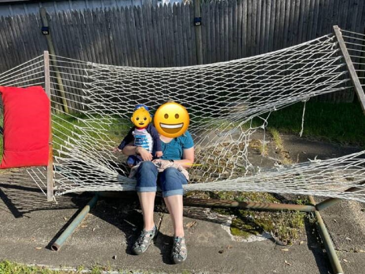 "Went to sit in the hammock with my wife and son after not using it for a year"