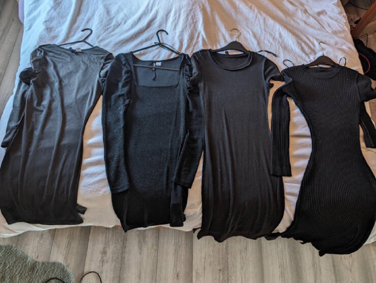 "Fiancée asked me to pick out her black dress. Apparently none of these are it."