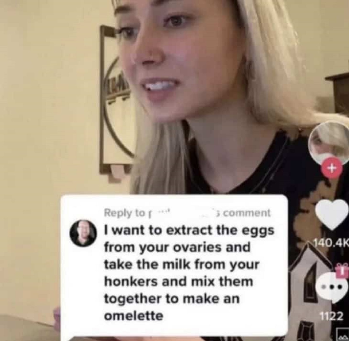 human omelette - La comment to f I want to extract the eggs from your ovaries and take the milk from your honkers and mix them together to make an omelette 1122