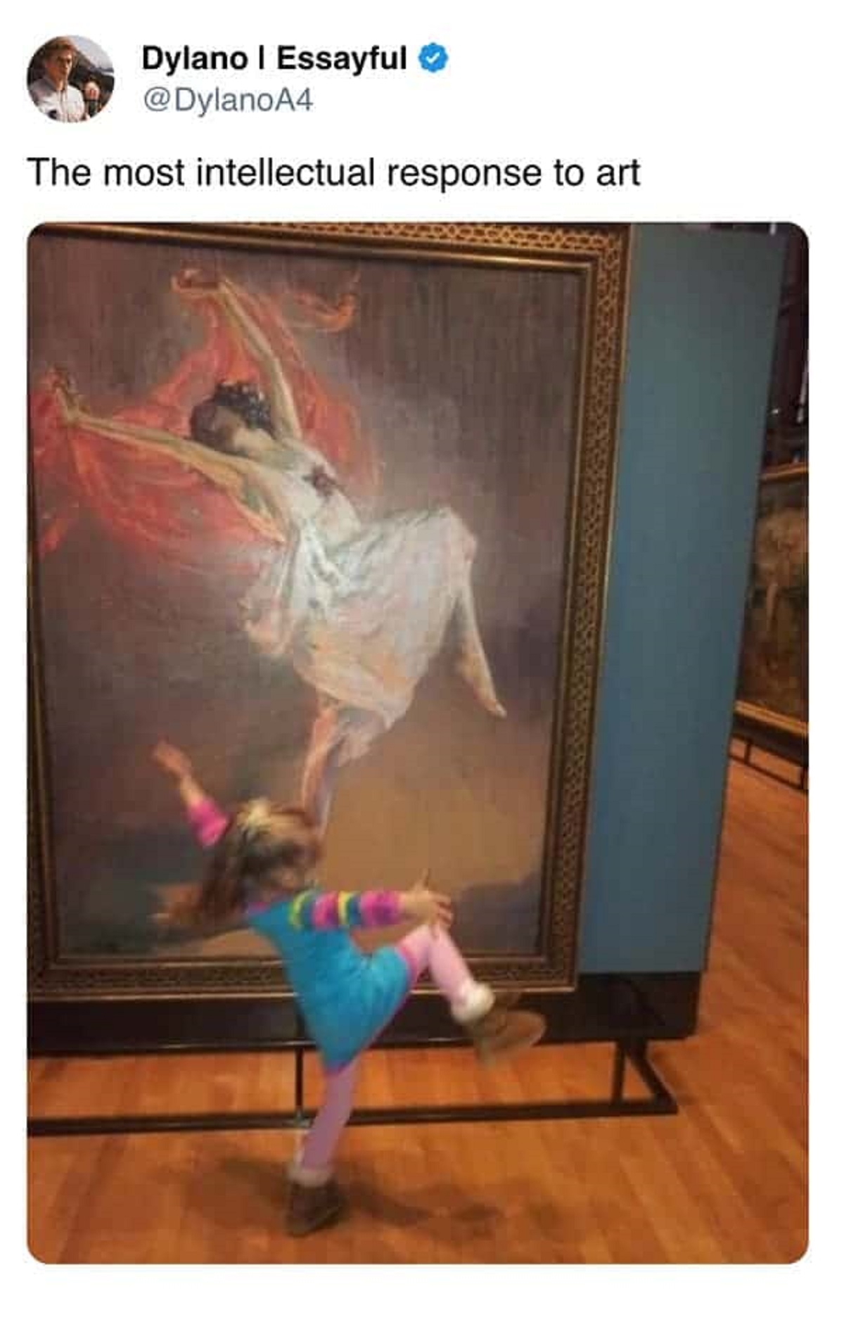little girl dancing with painting - Dylano | Essayful The most intellectual response to art