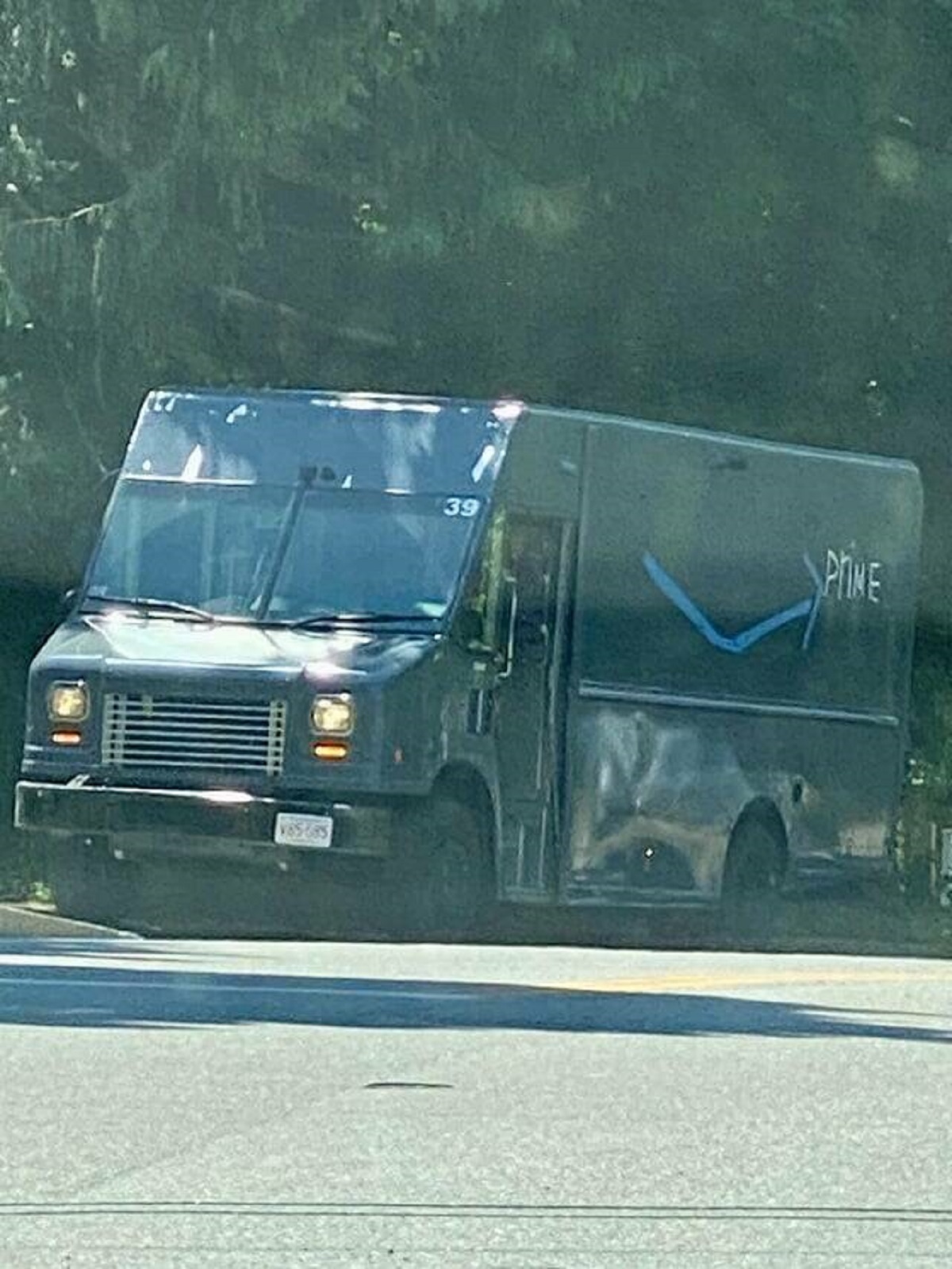 "This Amazon truck decal is made with tape"