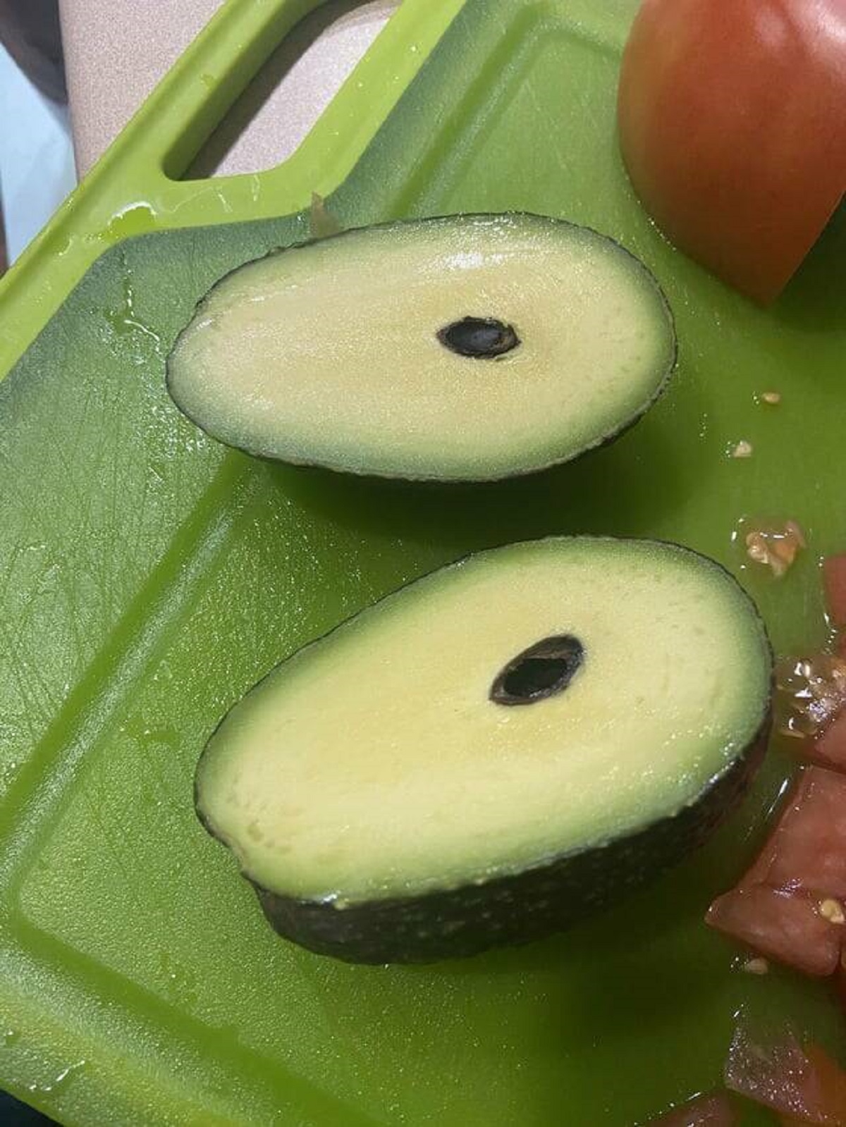 "This avocado my mom cut open has a very small pit"