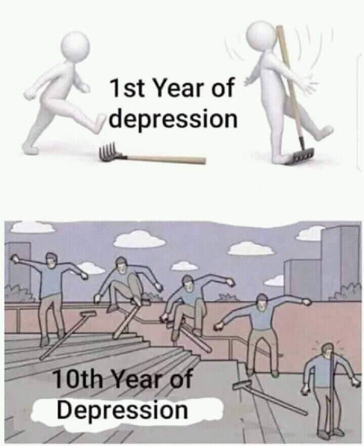 depression rake meme - 1st Year of depression 10th Year of Depression