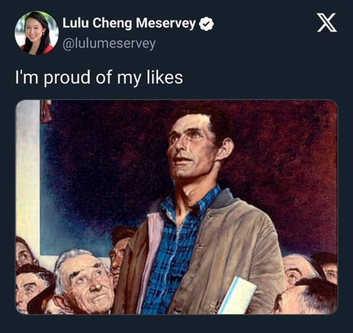 guy standing up twitter - Lulu Cheng Meservey I'm proud of my X
