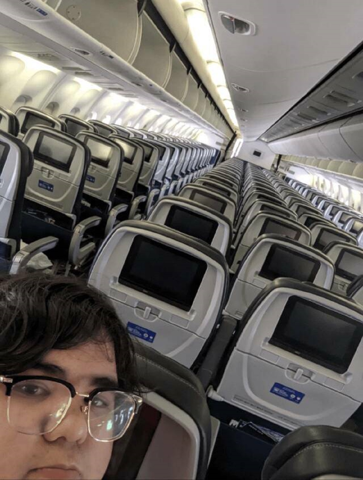 "I'm the only one on this flight"