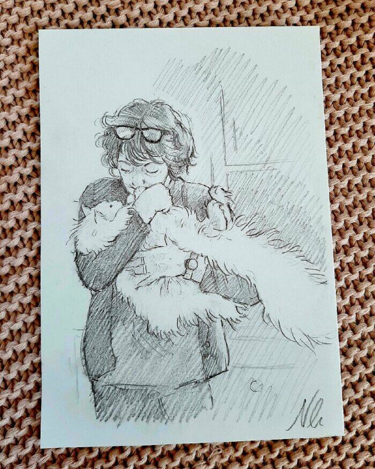 "I Drew My My Mom And Her Cat For Mother's Day"
