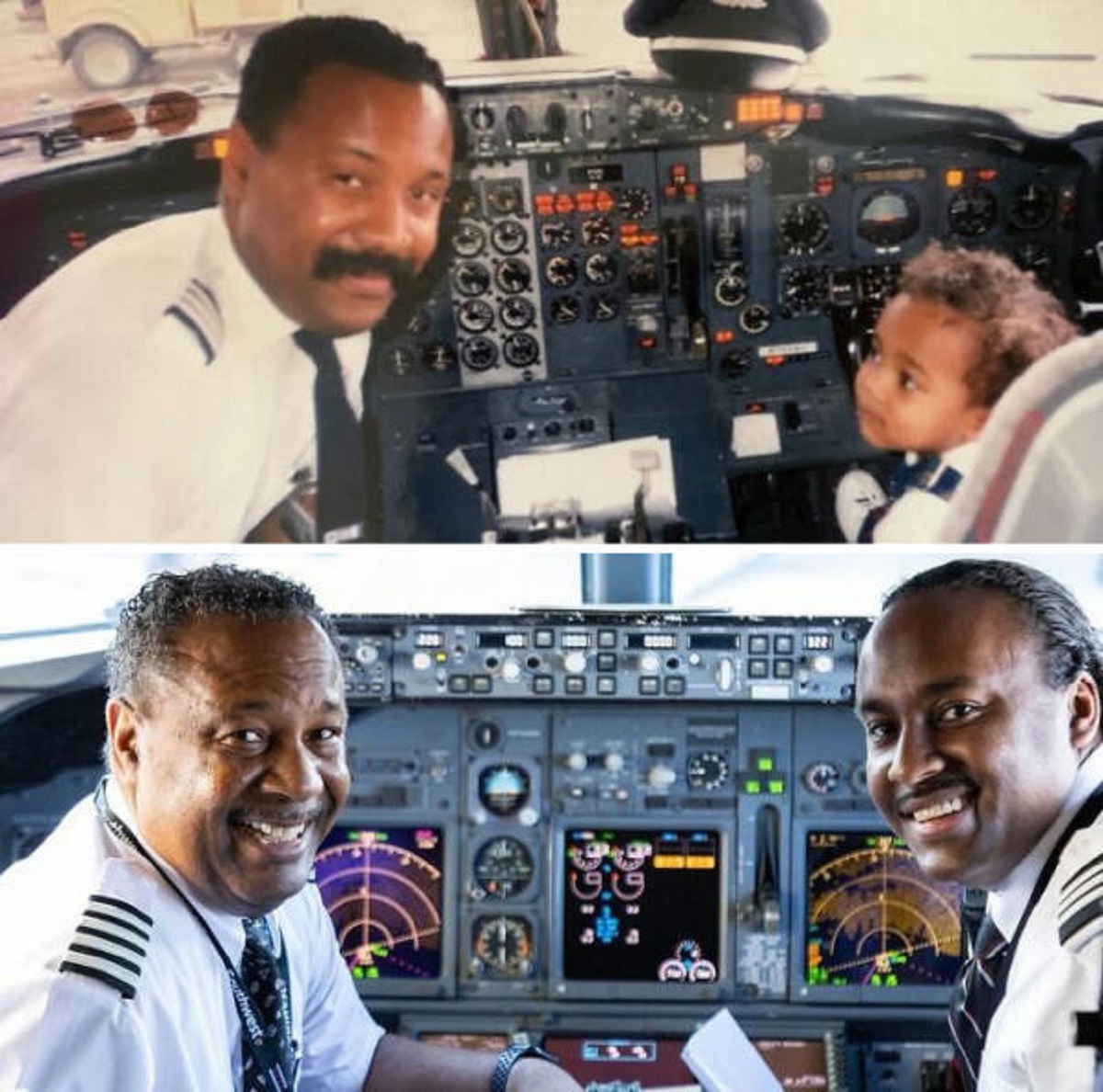 "A Kid Posed With His Pilot Dad In An Airplane. Almost 30 Years Later They Recreated The Photo"

"Meet Captain Ruben and his son, First Officer Ruben. Captain Ruben flew with Southwest for nearly 31 years and inspired his family to pursue their dreams of flying too. Not only did his son spend his whole life working to become a Pilot, but his brother and cousin are now Southwest Pilots too! Captain Ruben shared many flights with his family before retirement, including his last flight from Omaha, Neb., to Chicago (Midway) with his son serving in the right-hand seat as his First Officer. Congrats, Captain Ruben, on your well-earned retirement."