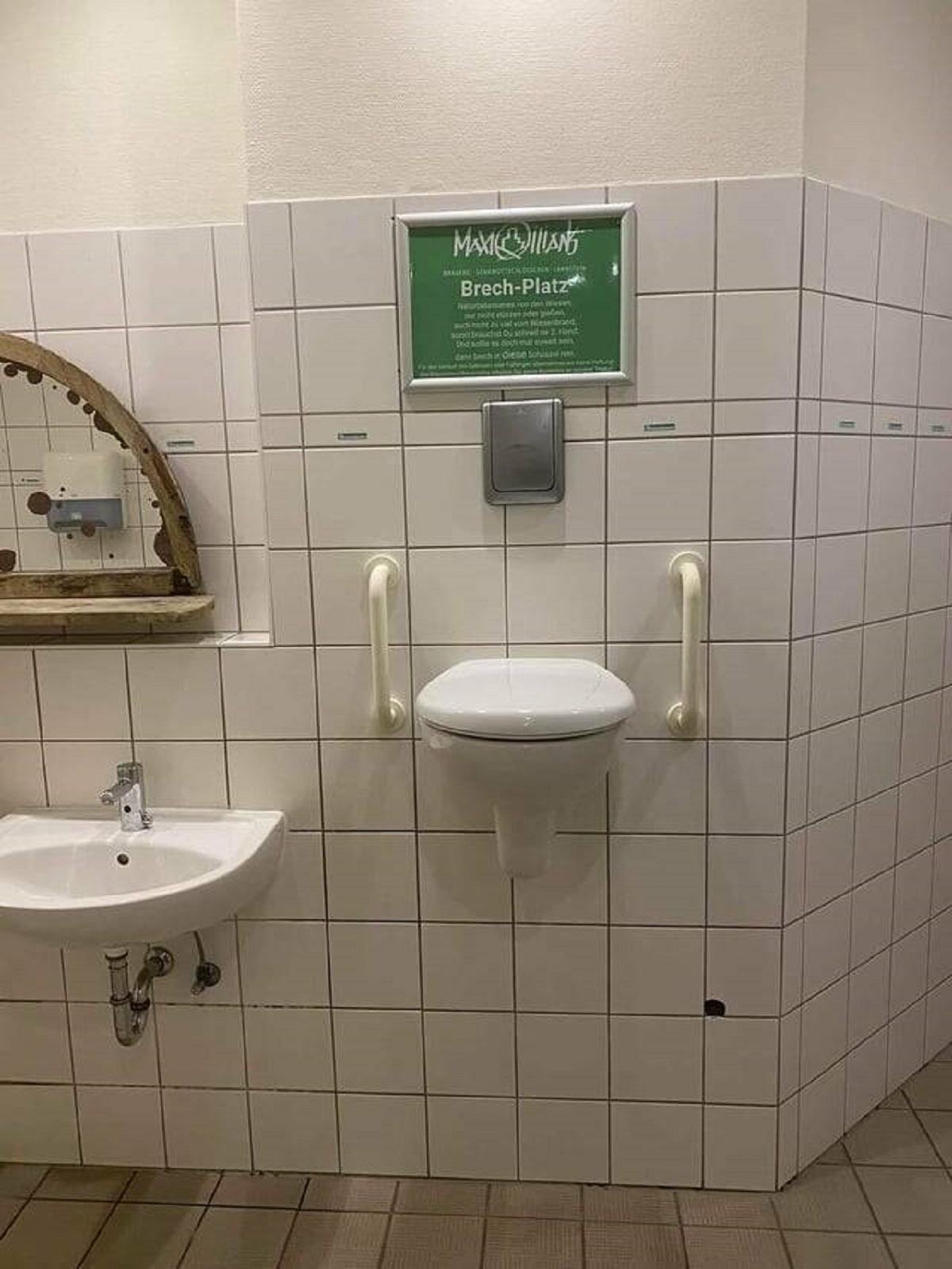 "Spotted in a bar in Koblenz, Germany. A wall-mounted "toilet" specifically for vomiting in."