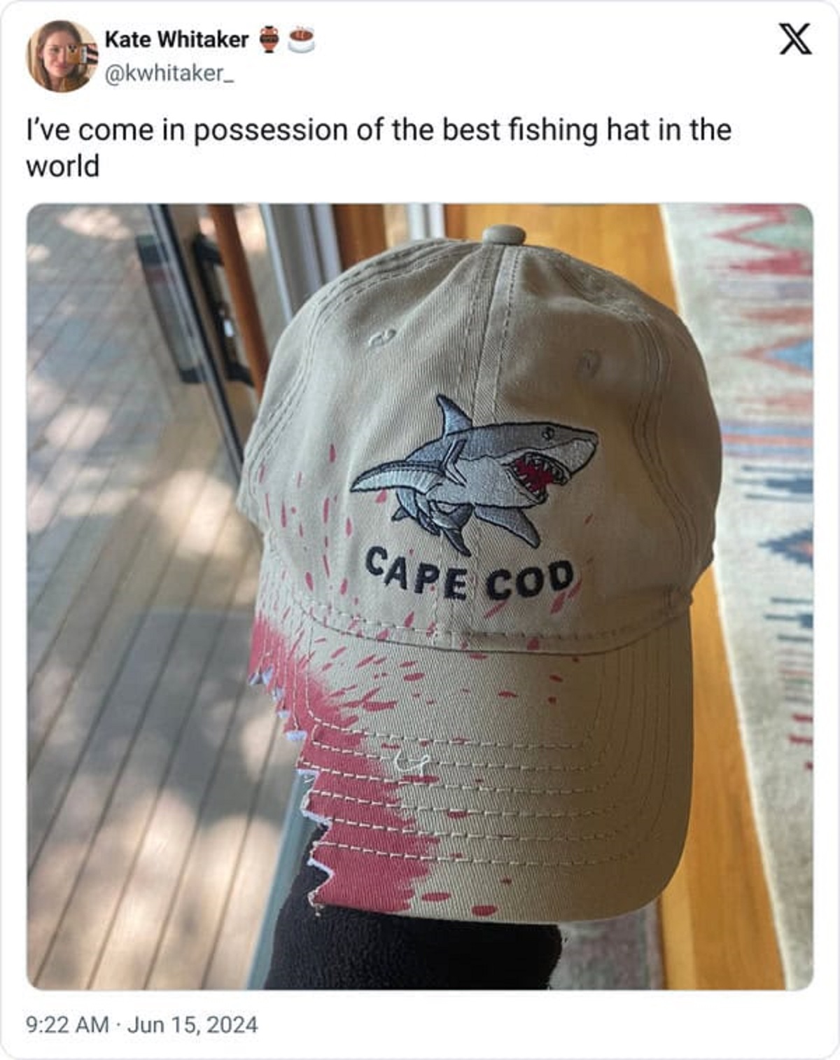 Hat - Kate Whitaker I've come in possession of the best fishing hat in the world Cape Cod X